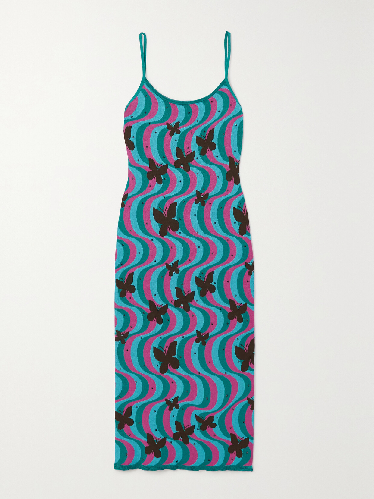 Alessandra Rich Jacquard Knit Midi Dress In Blue