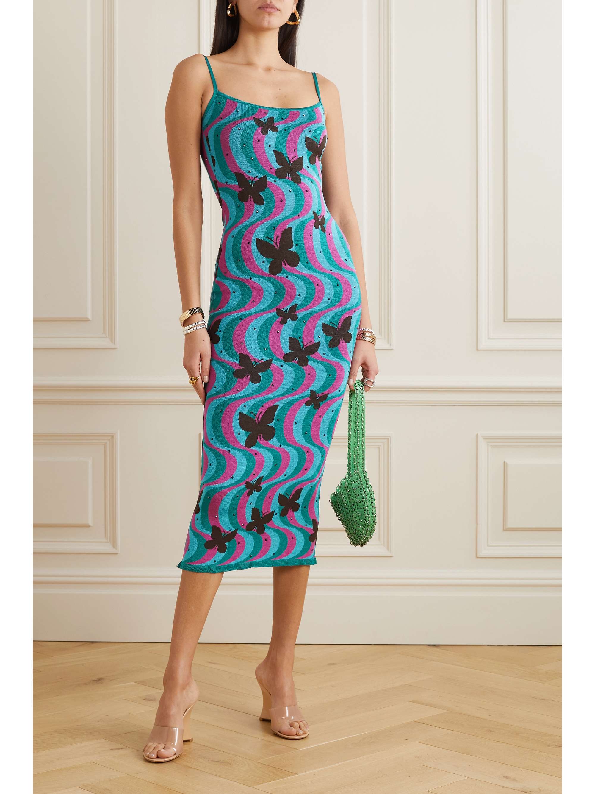 ALESSANDRA RICH Embellished jacquard-knit midi dress