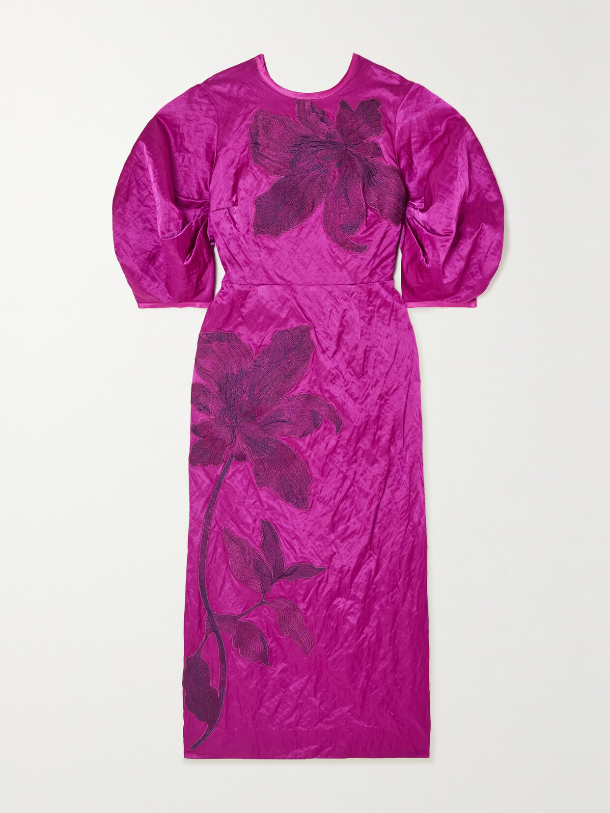 Erdem - Sandrine Bow-detailed Appliquéd Textured-satin Midi Dress - Purple