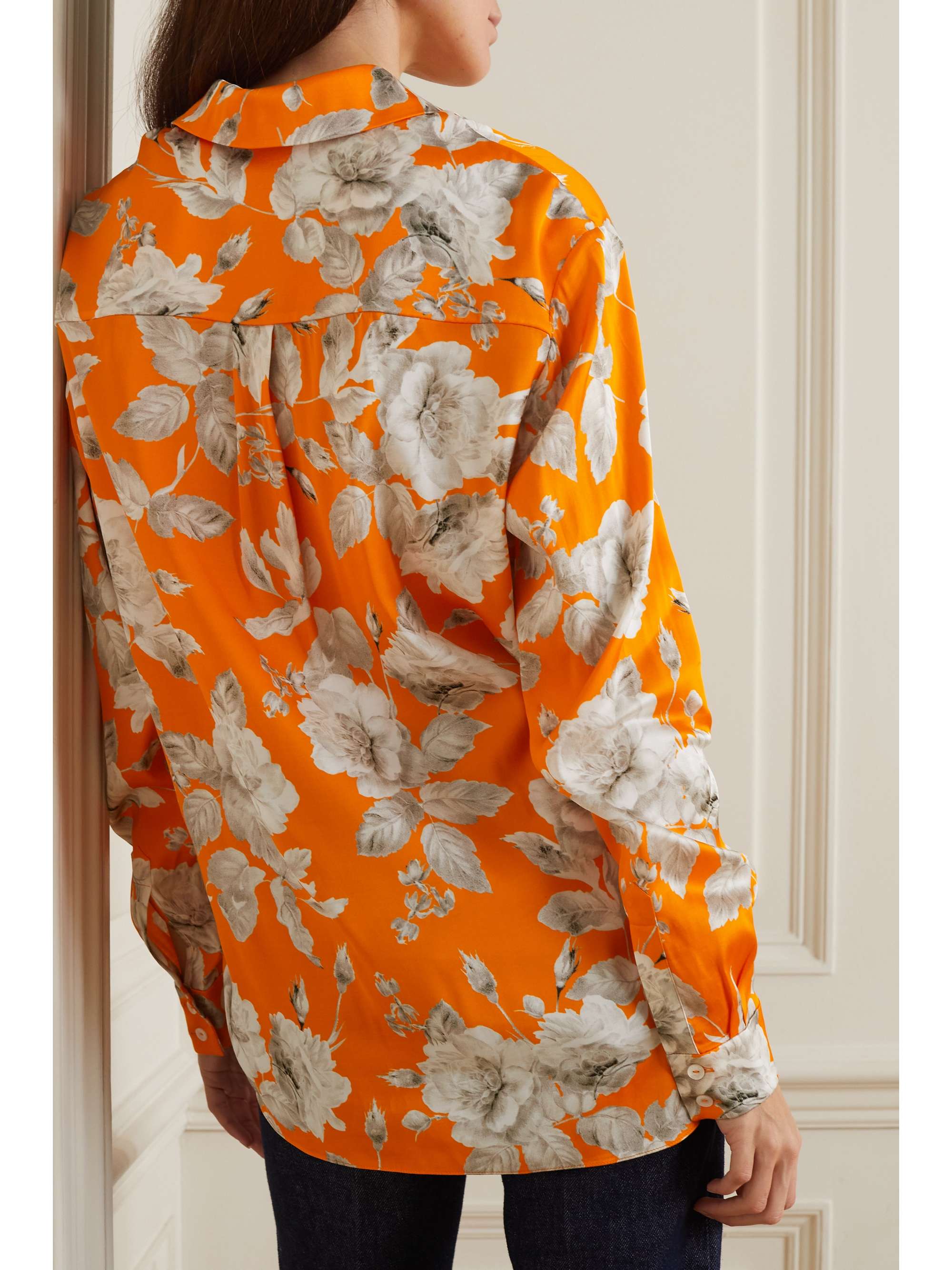 ERDEM Lillia floral-print stretch-satin shirt