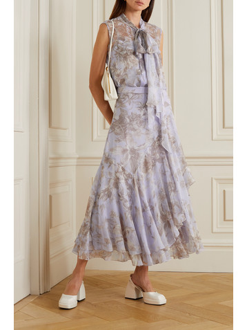 Erdem Harlow asymmetric floral-print silk-georgette midi skirt