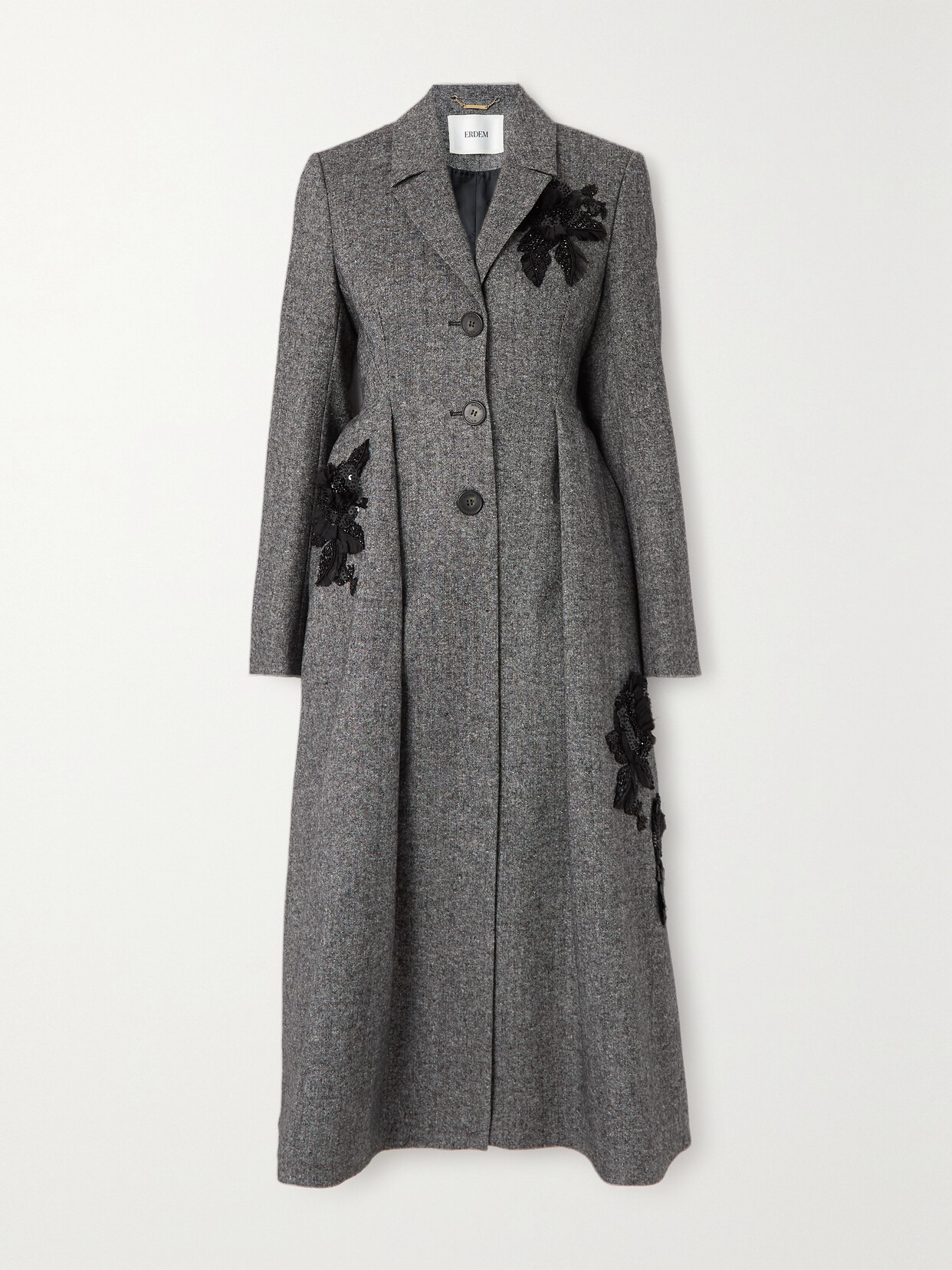 Erdem - Stephanie Embellished Stretch-tweed Coat - Gray