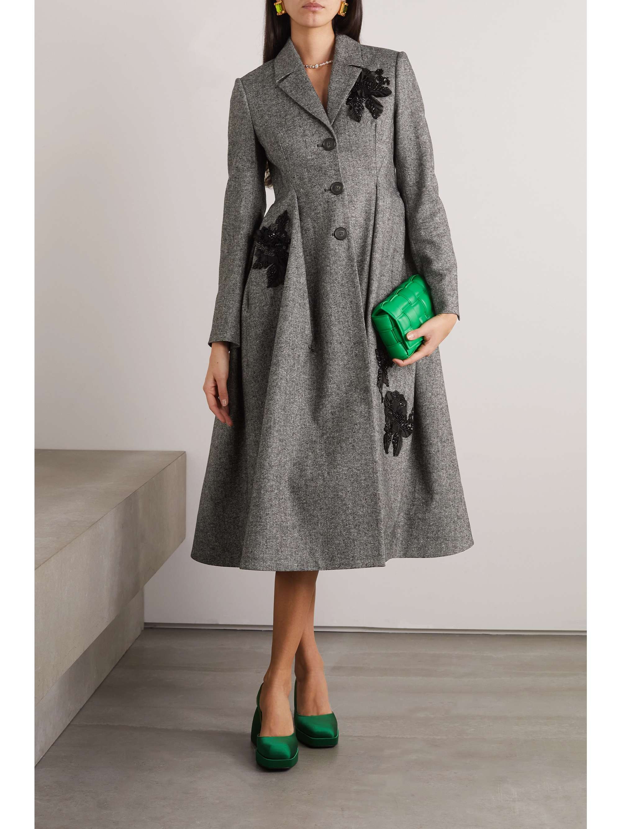 ERDEM Stephanie embellished stretch-tweed coat | NET-A-PORTER