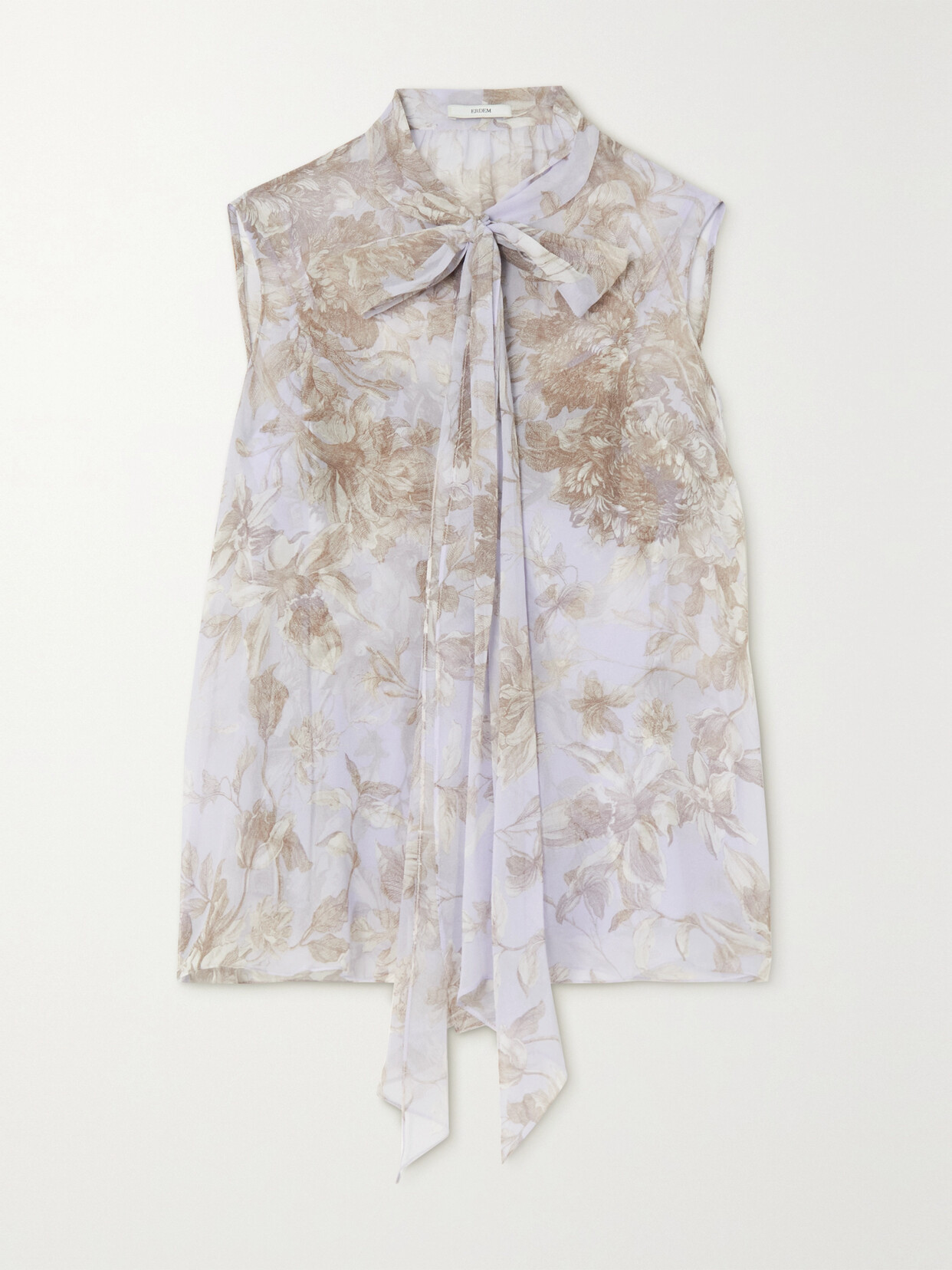 Erdem - Pussy-bow Floral-print Silk-voile Blouse - Purple