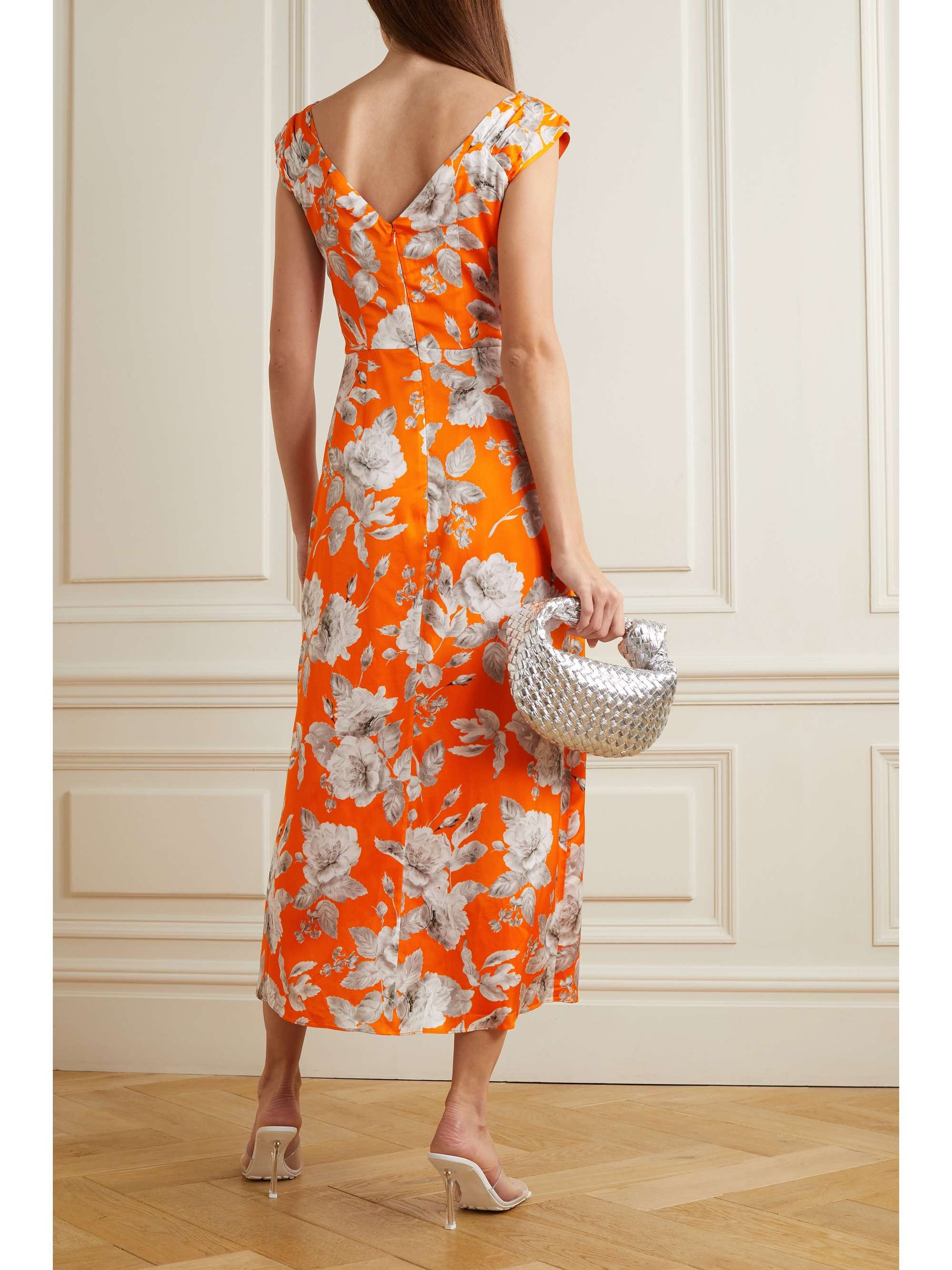 ERDEM Garnelle floral-print stretch-satin midi dress