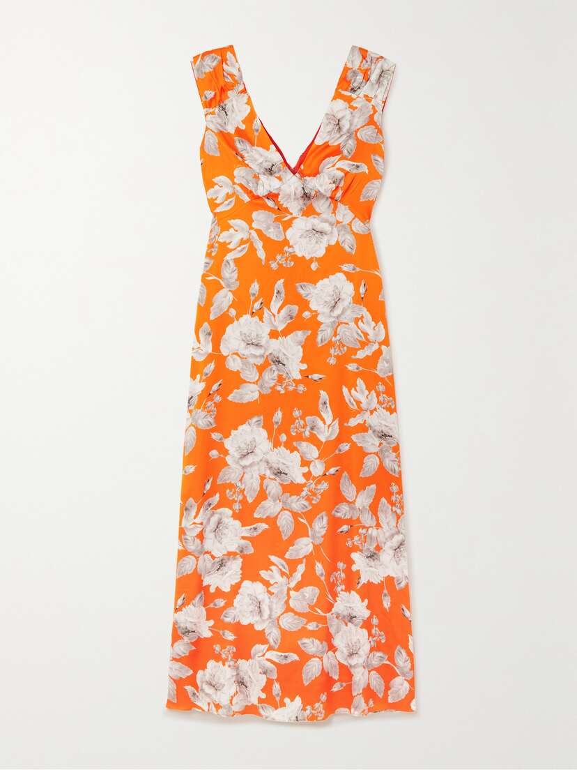 Erdem Garnelle Floral-print Stretch-satin Midi Dress