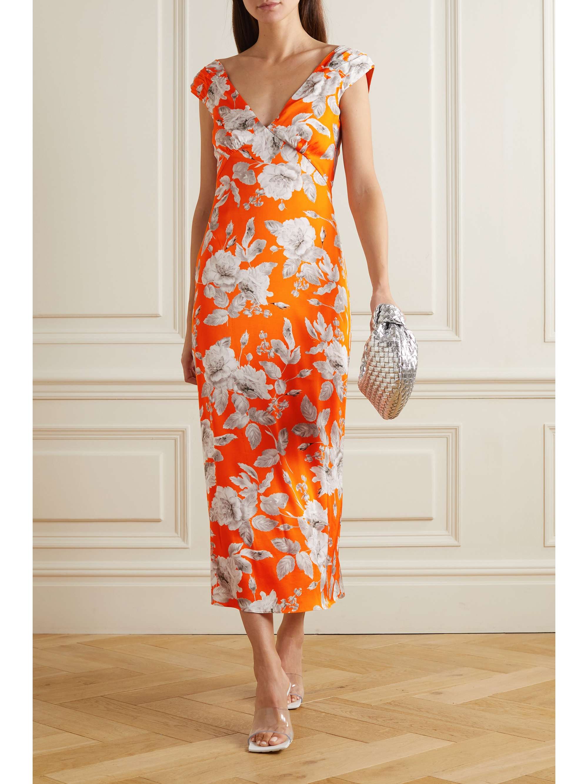 ERDEM Garnelle floral-print stretch-satin midi dress