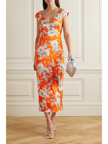 Erdem Garnelle floral-print stretch-satin midi dress