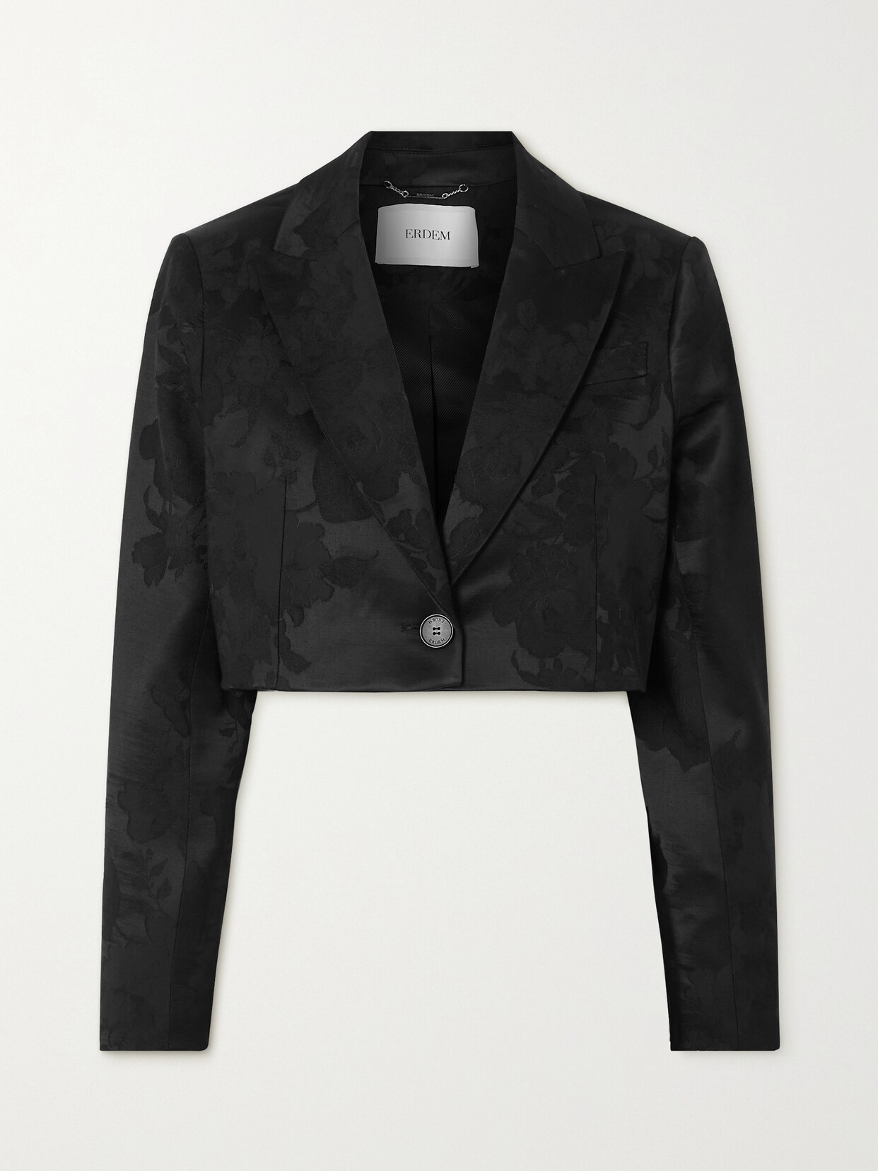 Erdem - Genevieve Cropped Wool-blend Jacquard Blazer - Black