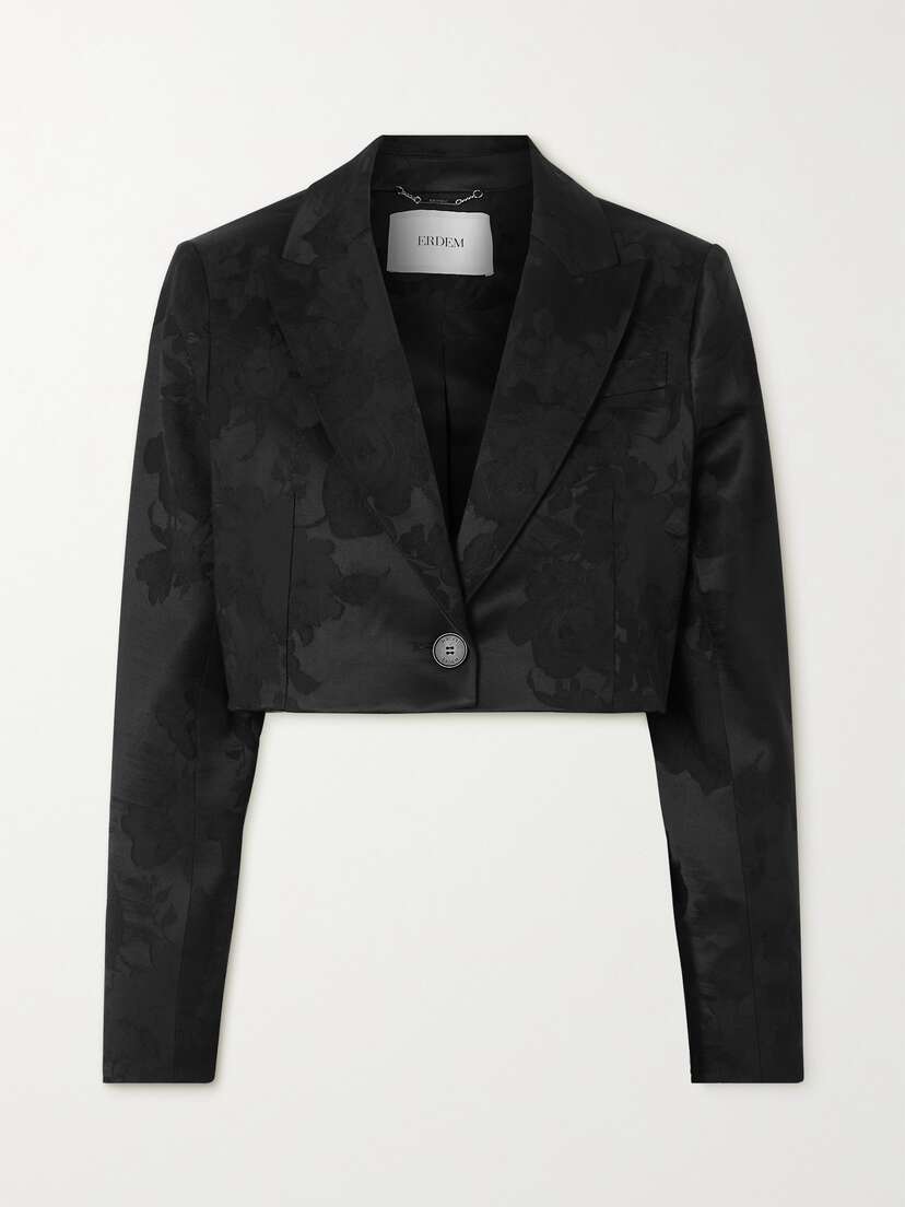 Erdem Genevieve Cropped Wool-blend Jacquard Blazer
