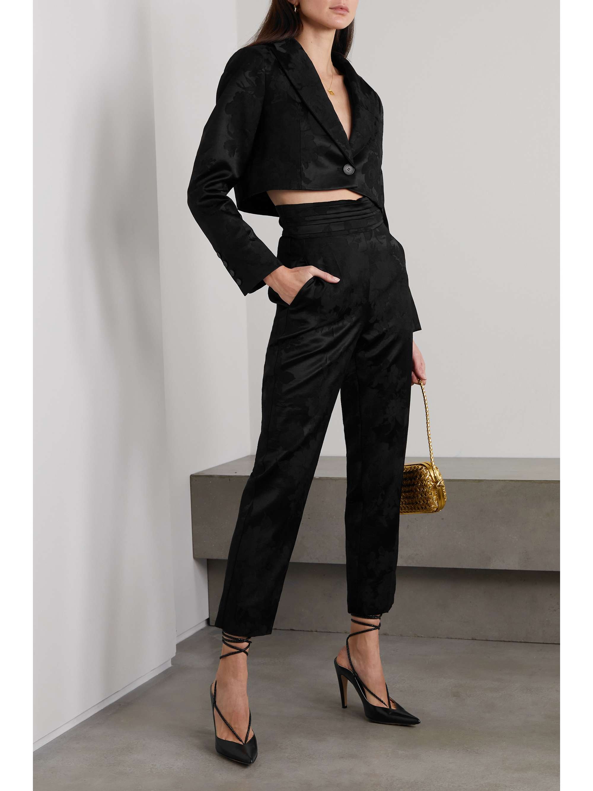 ERDEM Genevieve cropped wool-blend jacquard blazer