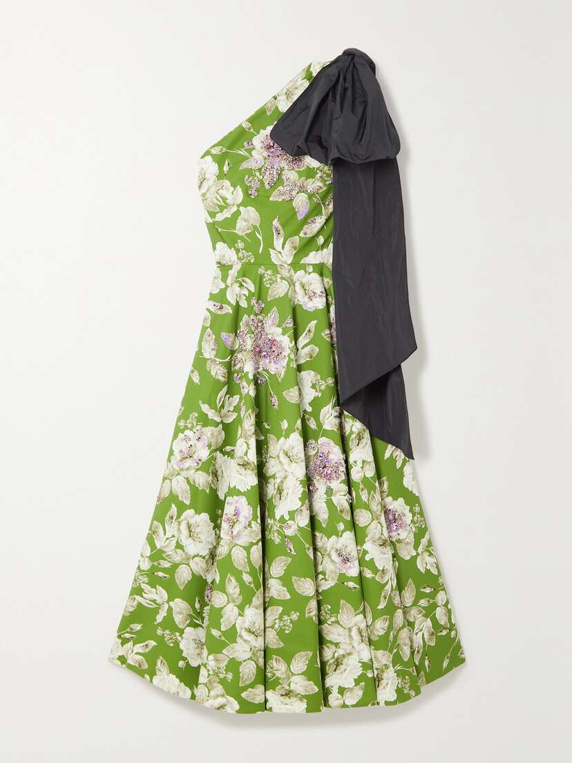 Erdem Johanne One-shoulder Crystal-embellished Cotton-faille Gown - UK 12