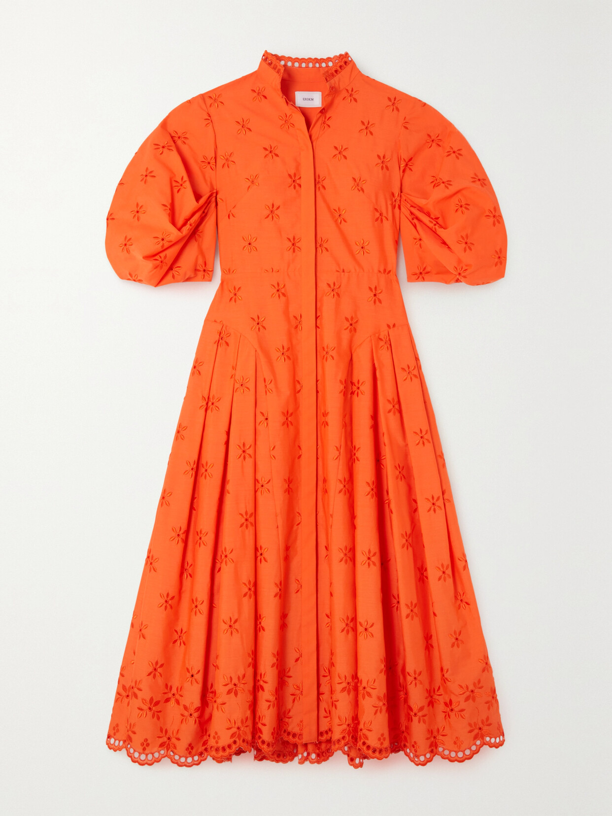 Erdem Zelda Broderie-anglaise Poplin Midi Dress In Orange