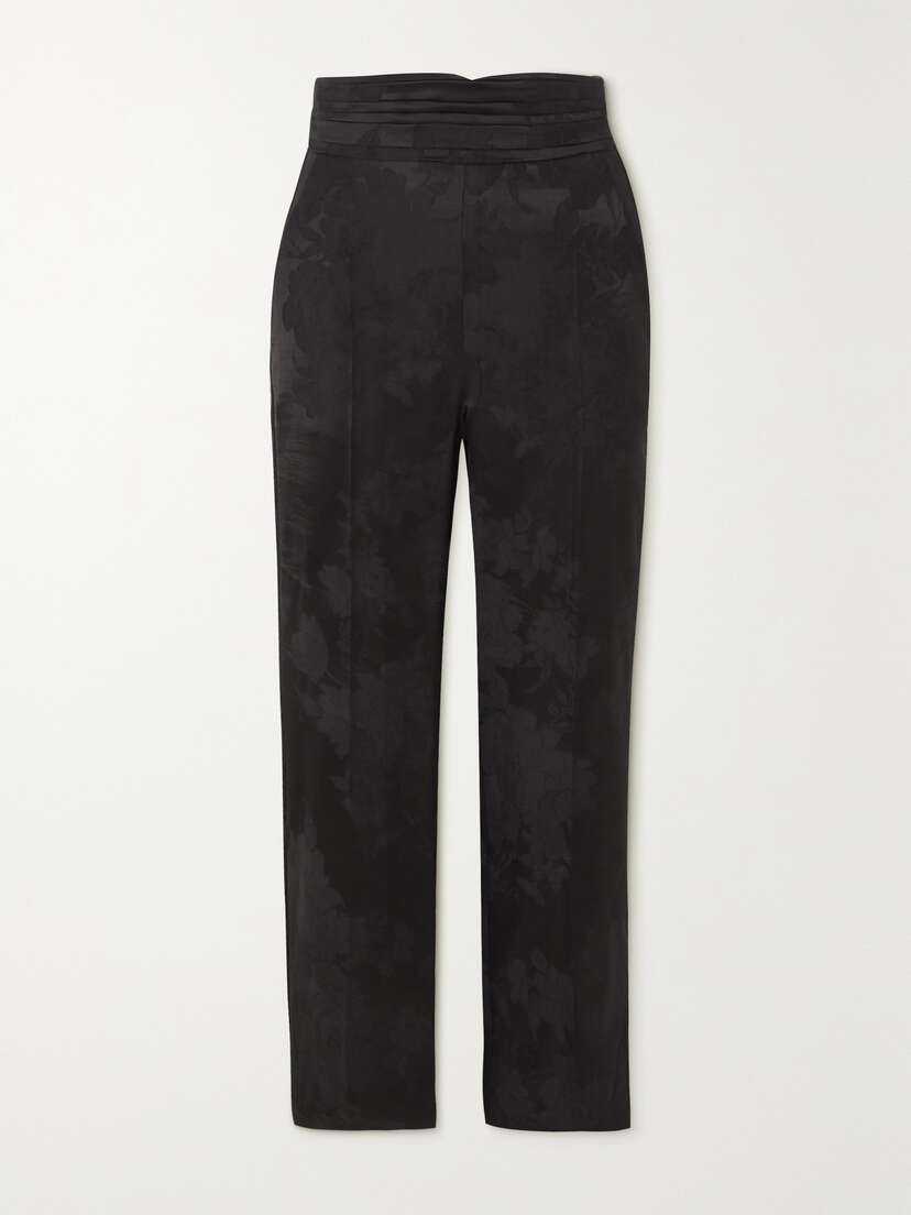 Erdem Helga Cropped Wool-blend Jacquard Slim-leg Pants
