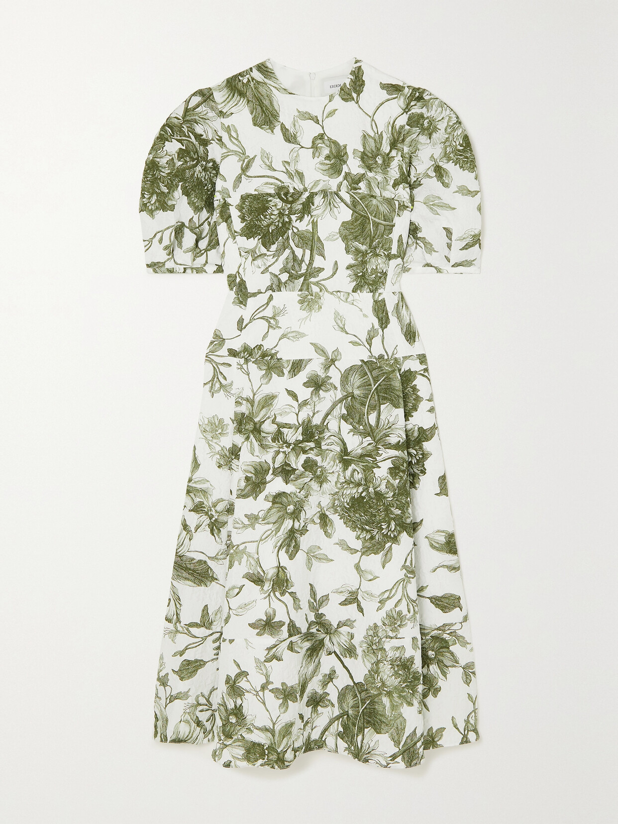 Erdem - Kira Floral-print Matelassé Midi Dress - White