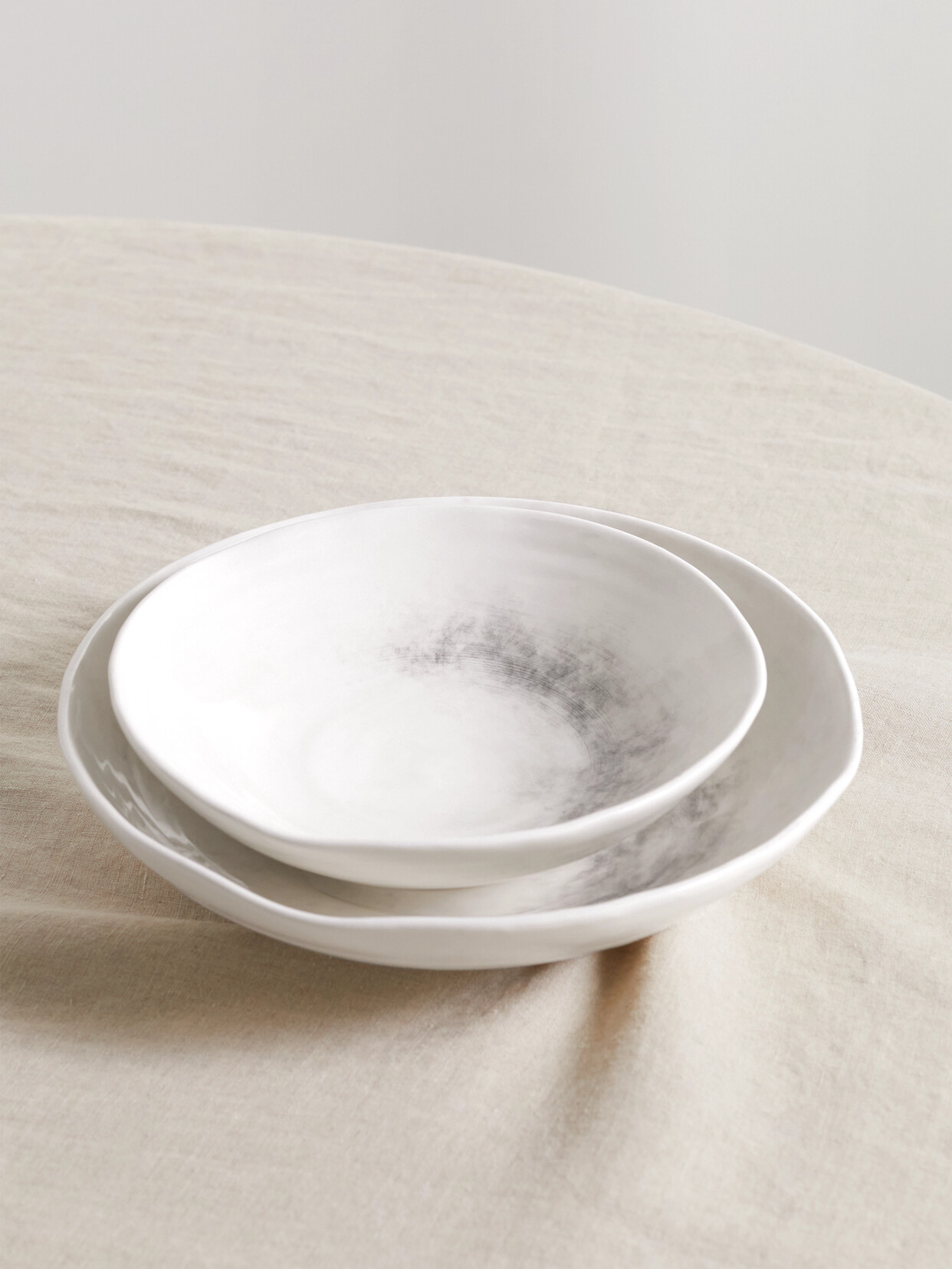 Brunello Cucinelli Set Of Two Glazed Ceramic Bowls In Gray