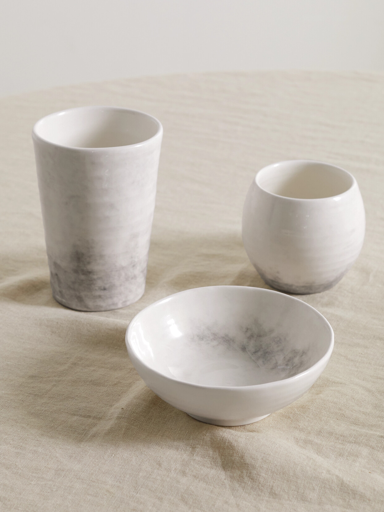 Brunello Cucinelli Set Of Three Ceramic Bowls In Gray