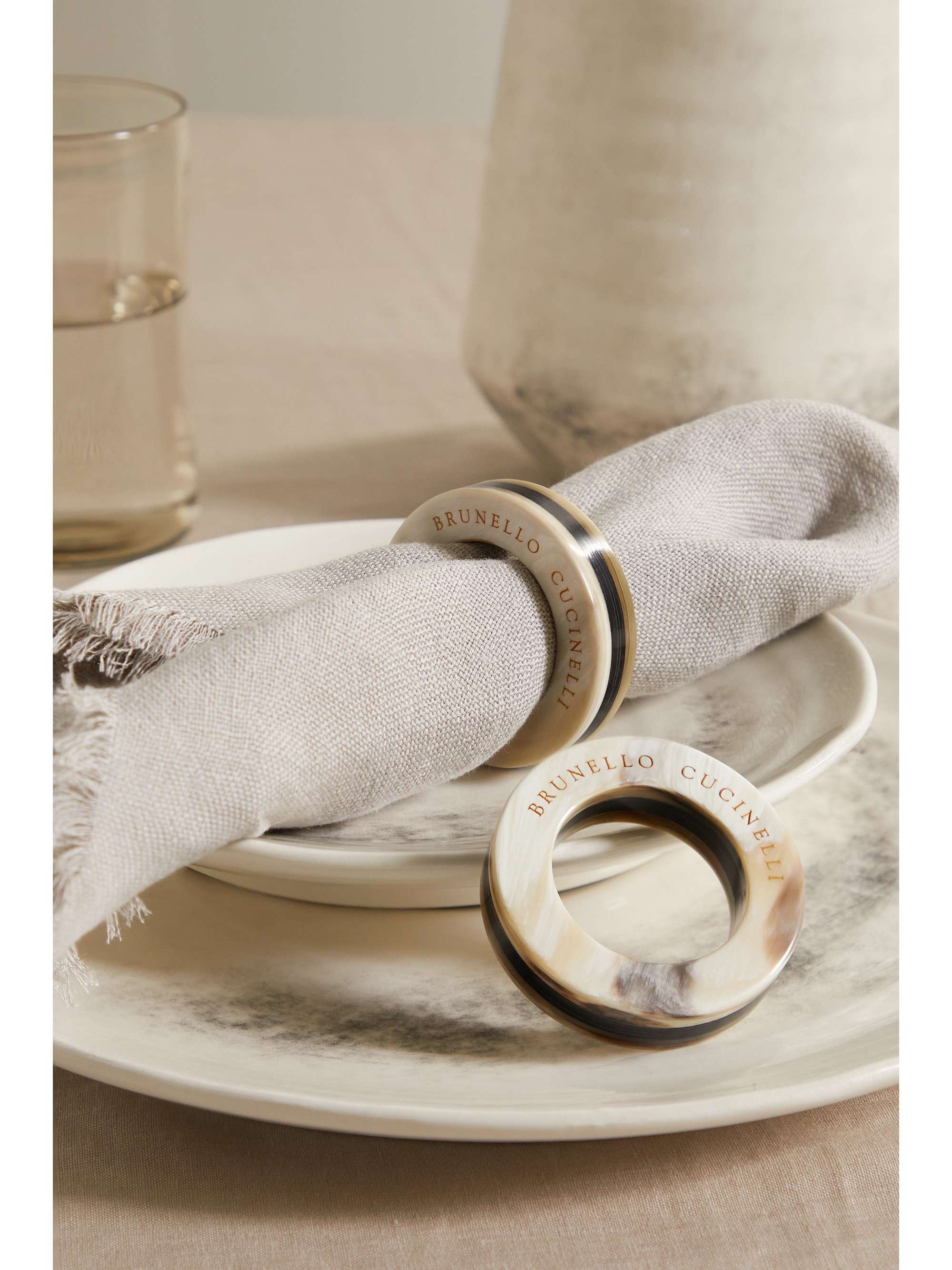 BRUNELLO CUCINELLI Set of two horn napkin holders