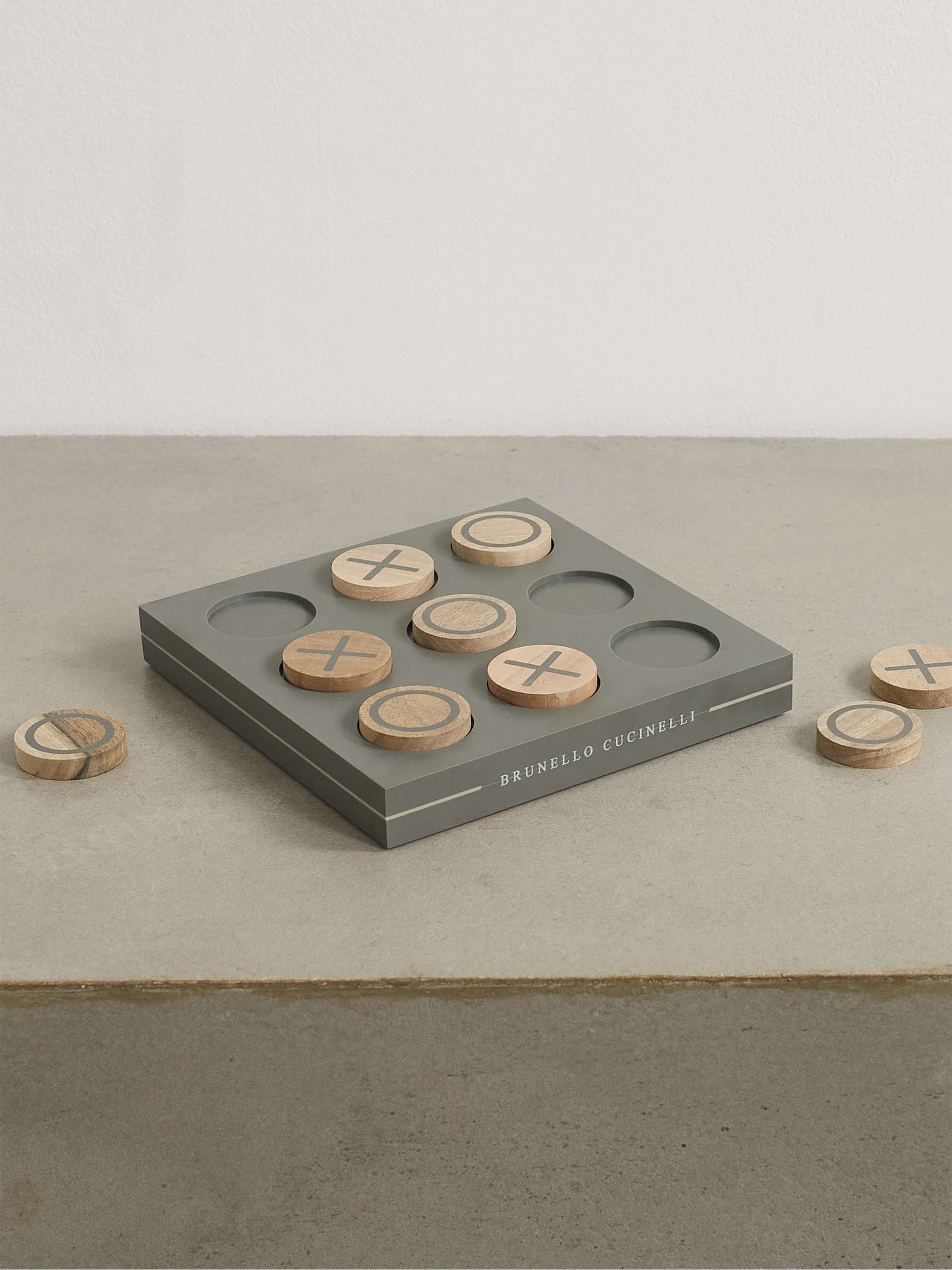 BRUNELLO CUCINELLI Walnut wood and Krion noughts and crosses set