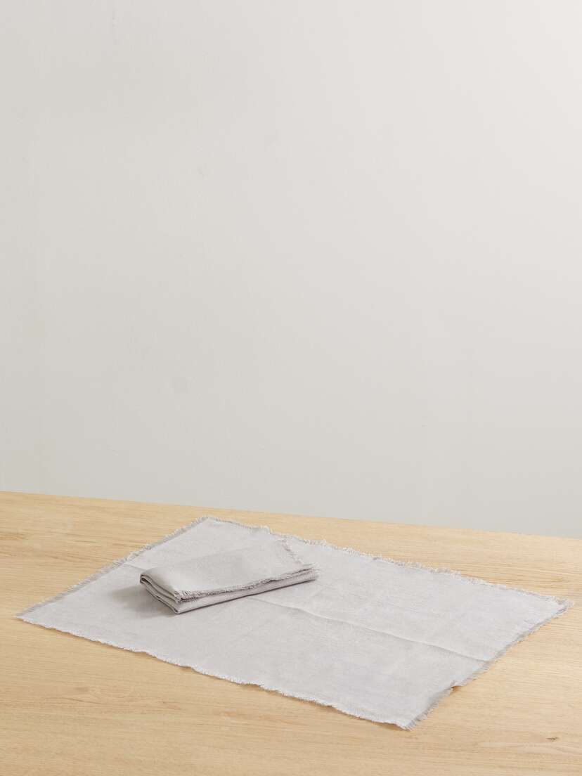 Brunello Cucinelli Frayed Linen Placemat And Napkin Set