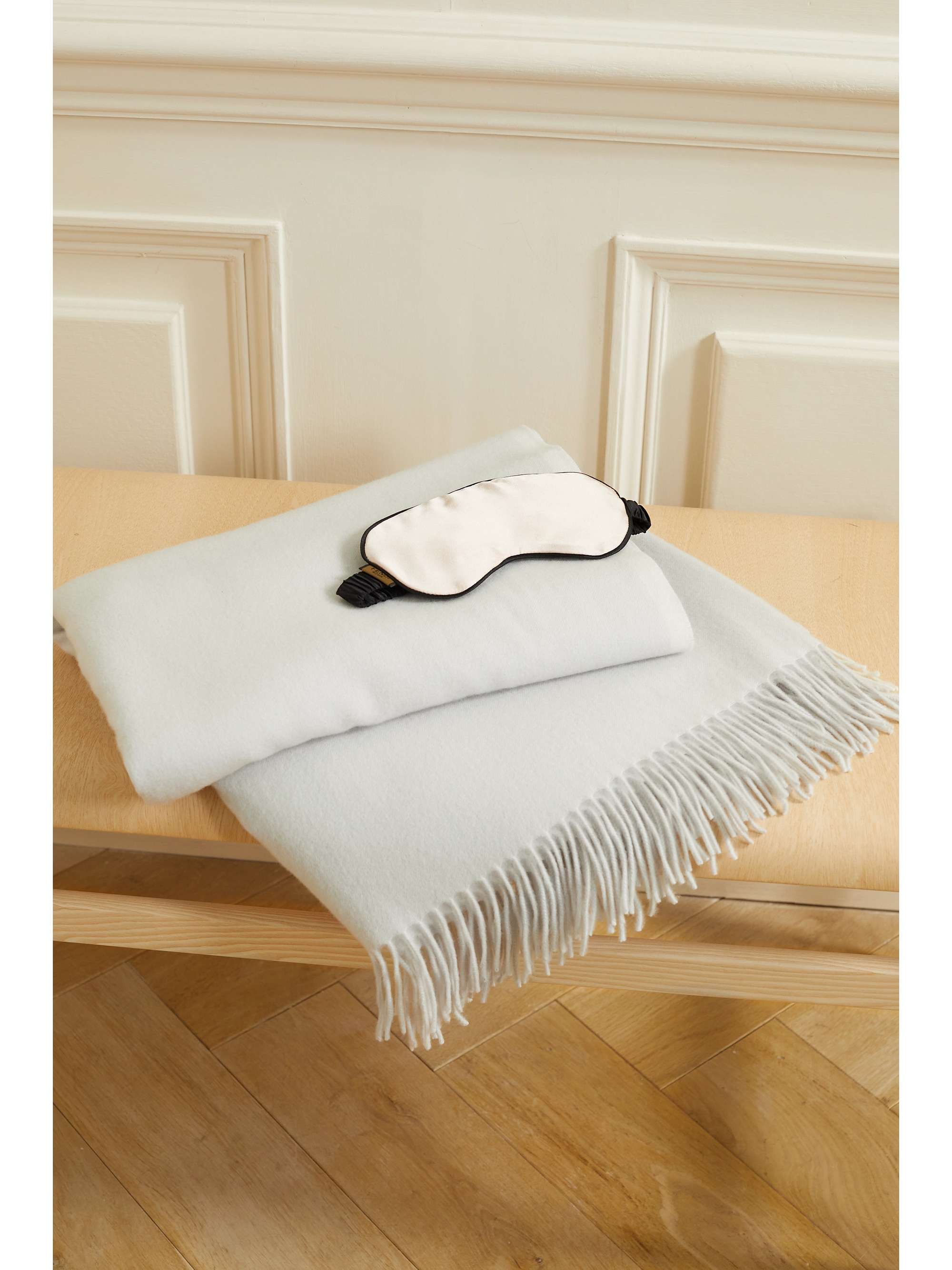 BRUNELLO CUCINELLI Fringed two-tone cashmere travel blanket