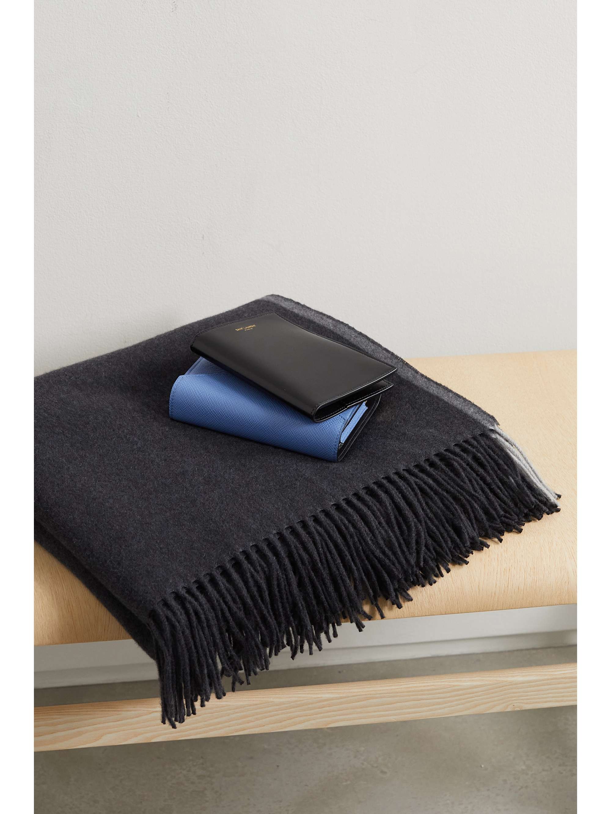 BRUNELLO CUCINELLI Fringed two-tone cashmere travel blanket