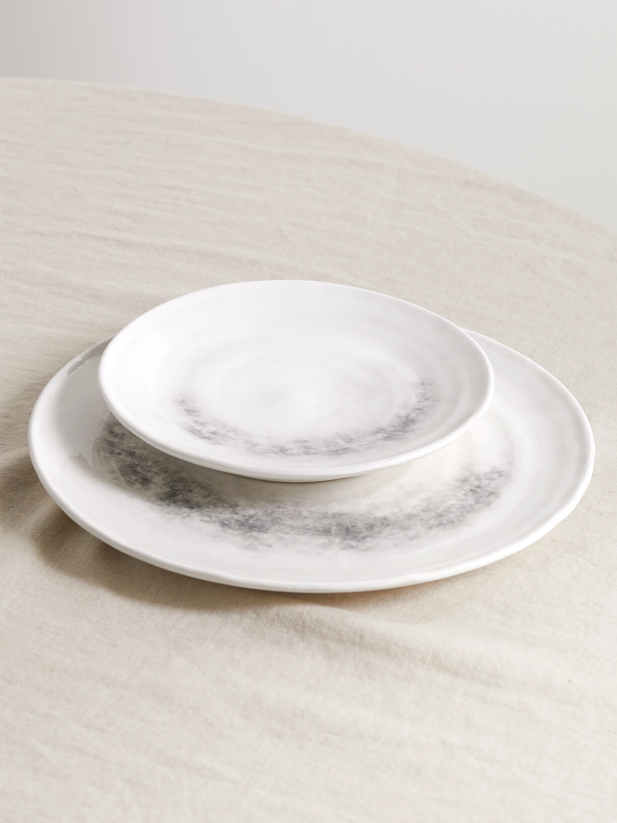 Brunello Cucinelli Set Of Two Glazed Ceramic Plates In Gray