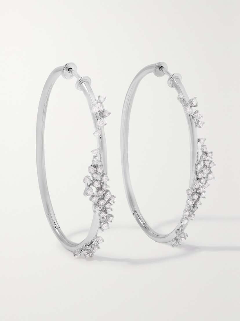 Ananya Scatter 18-karat White Gold Diamond Hoop Earrings