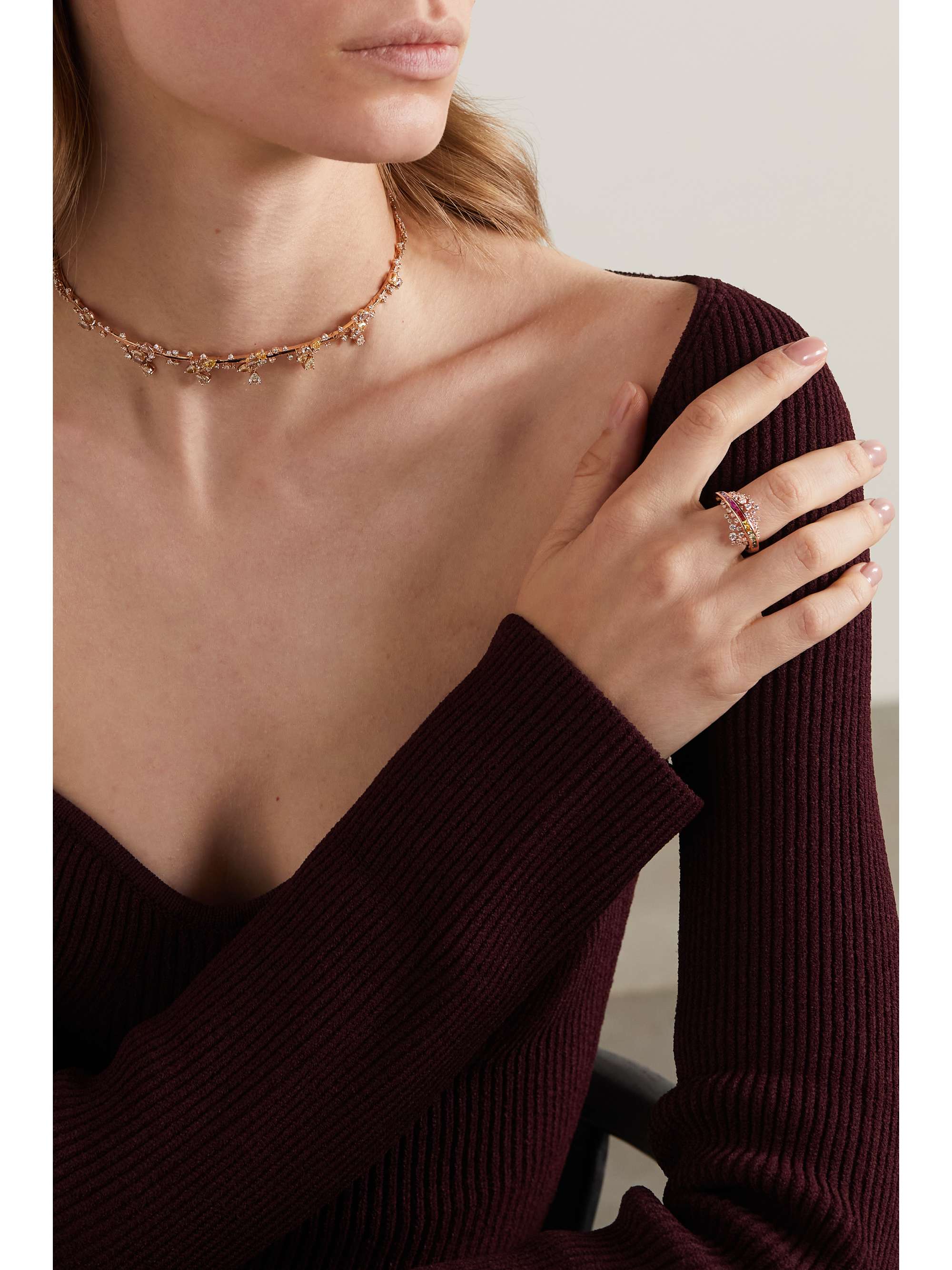 ANANYA Scatter Energy 18-karat rose gold, sapphires and diamond ring