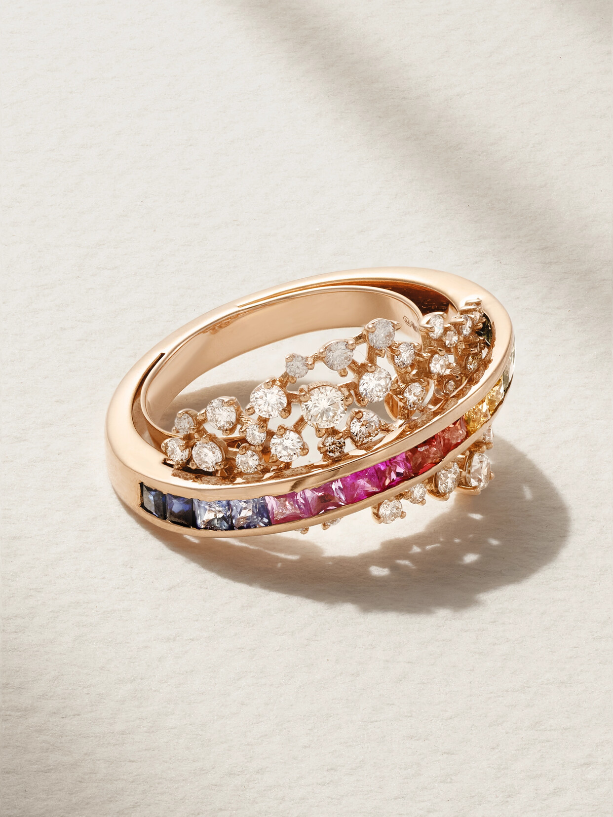 Ananya Scatter Energy 18-karat Rose Gold, Sapphires And Diamond Ring