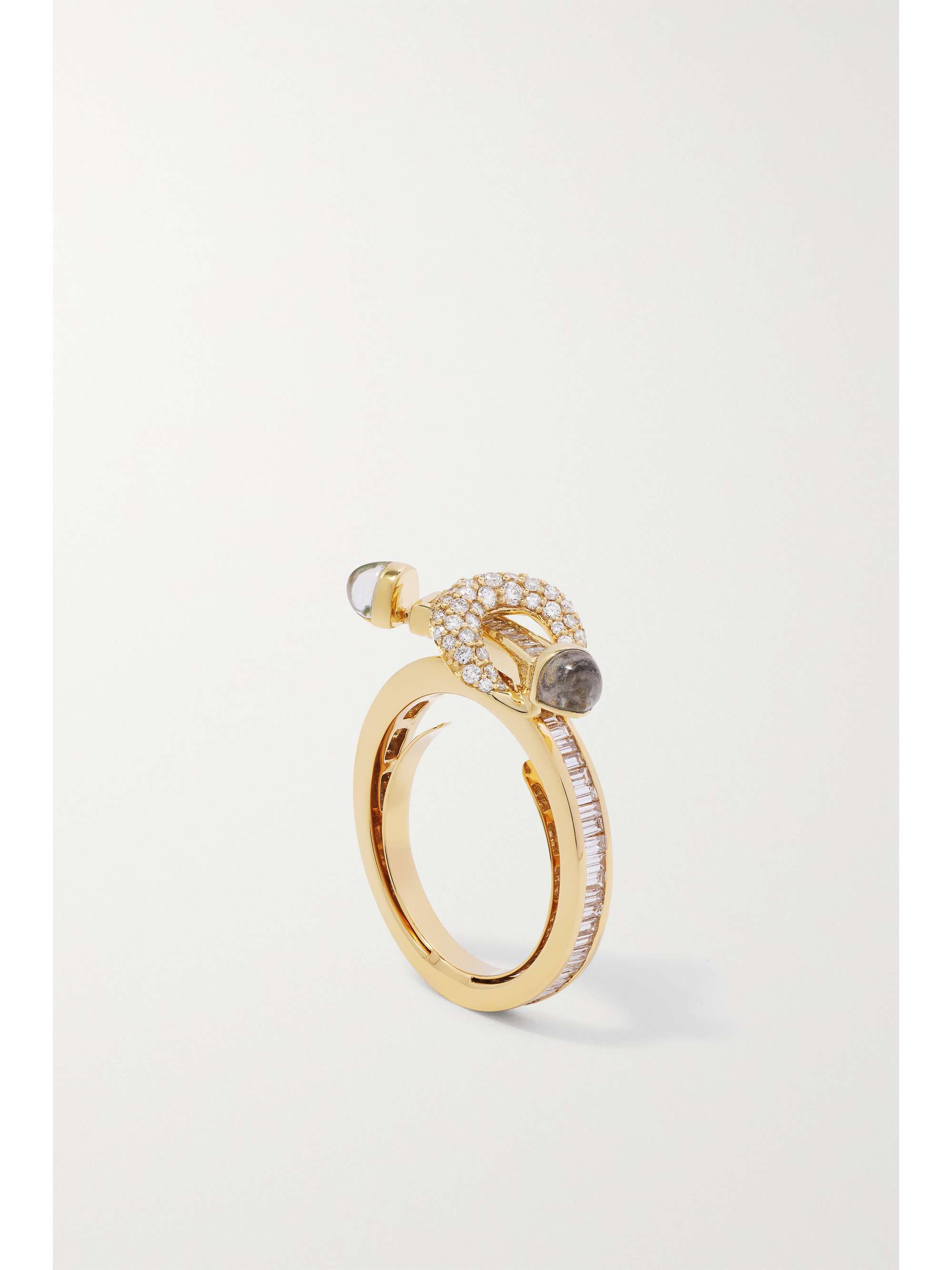 ANANYA Chakra 18-karat gold, crystal quartz and diamond ring