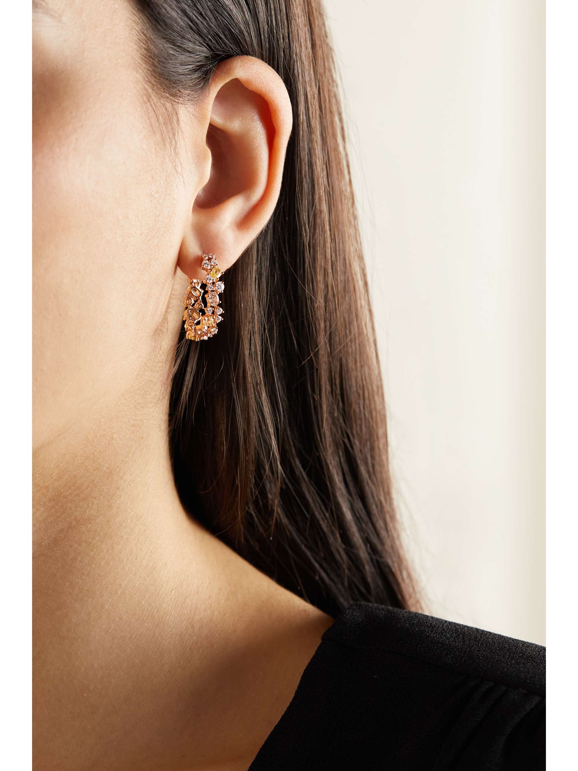 ANANYA 18-karat rose gold diamond earrings