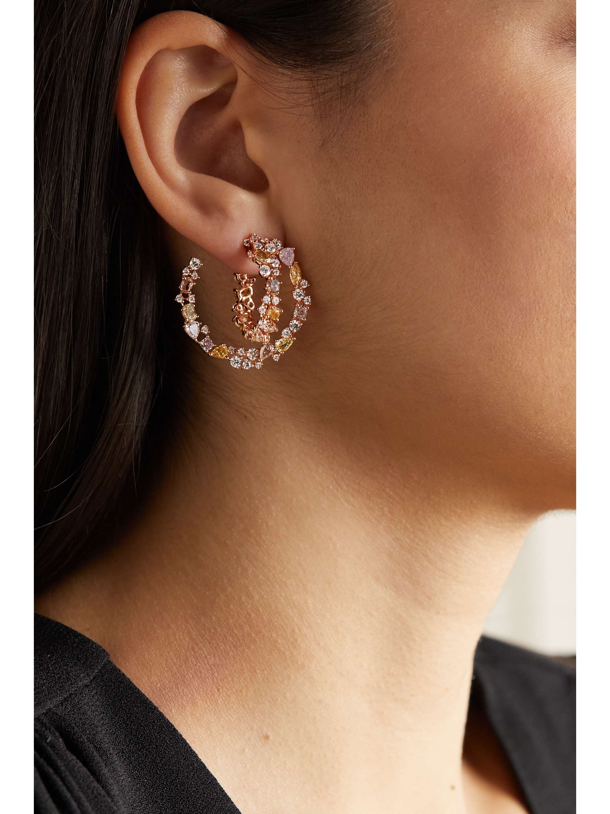 ANANYA 18-karat rose gold diamond earrings