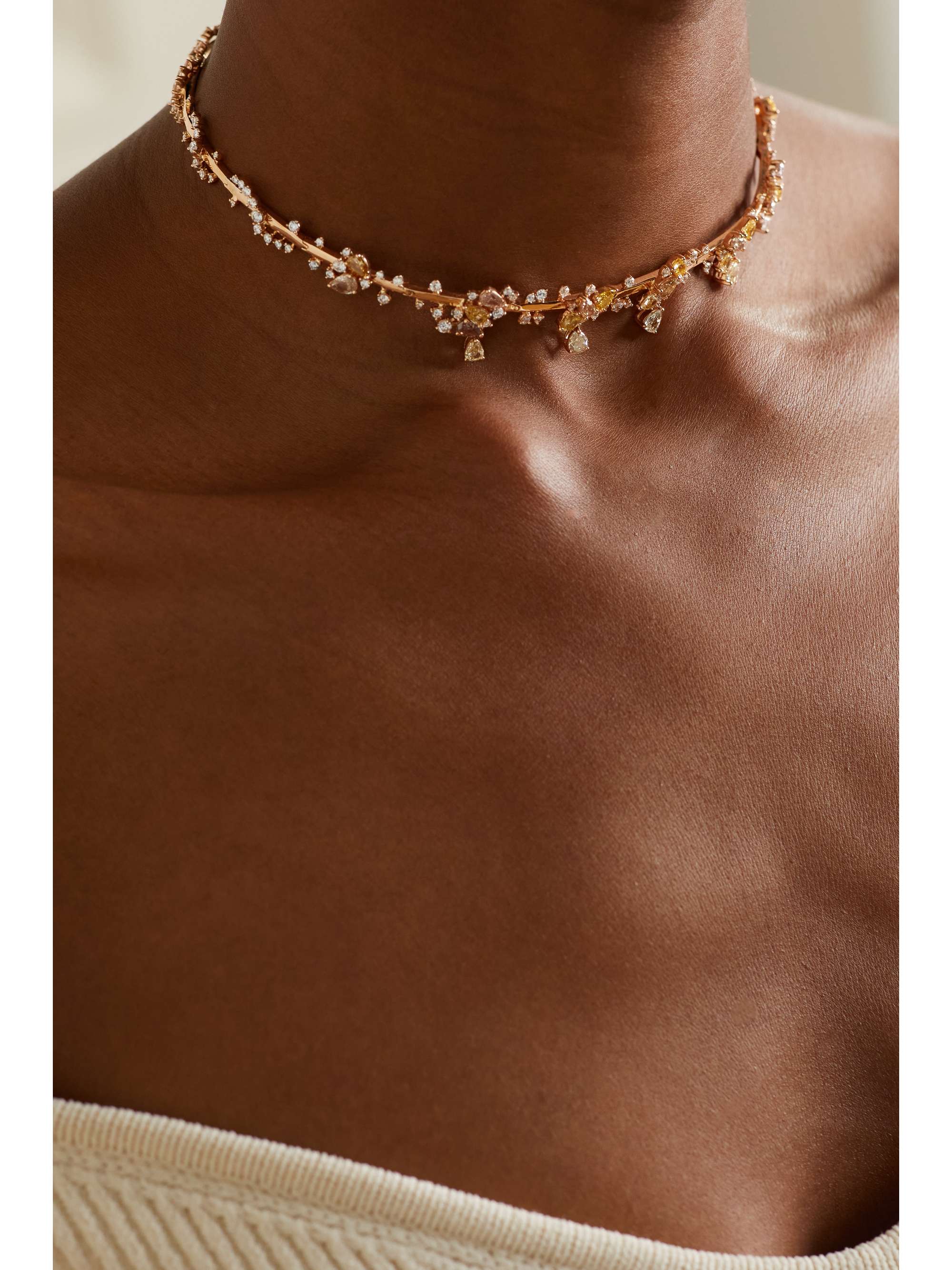 ANANYA Kette aus 18 Karat Roségold mit Diamanten
