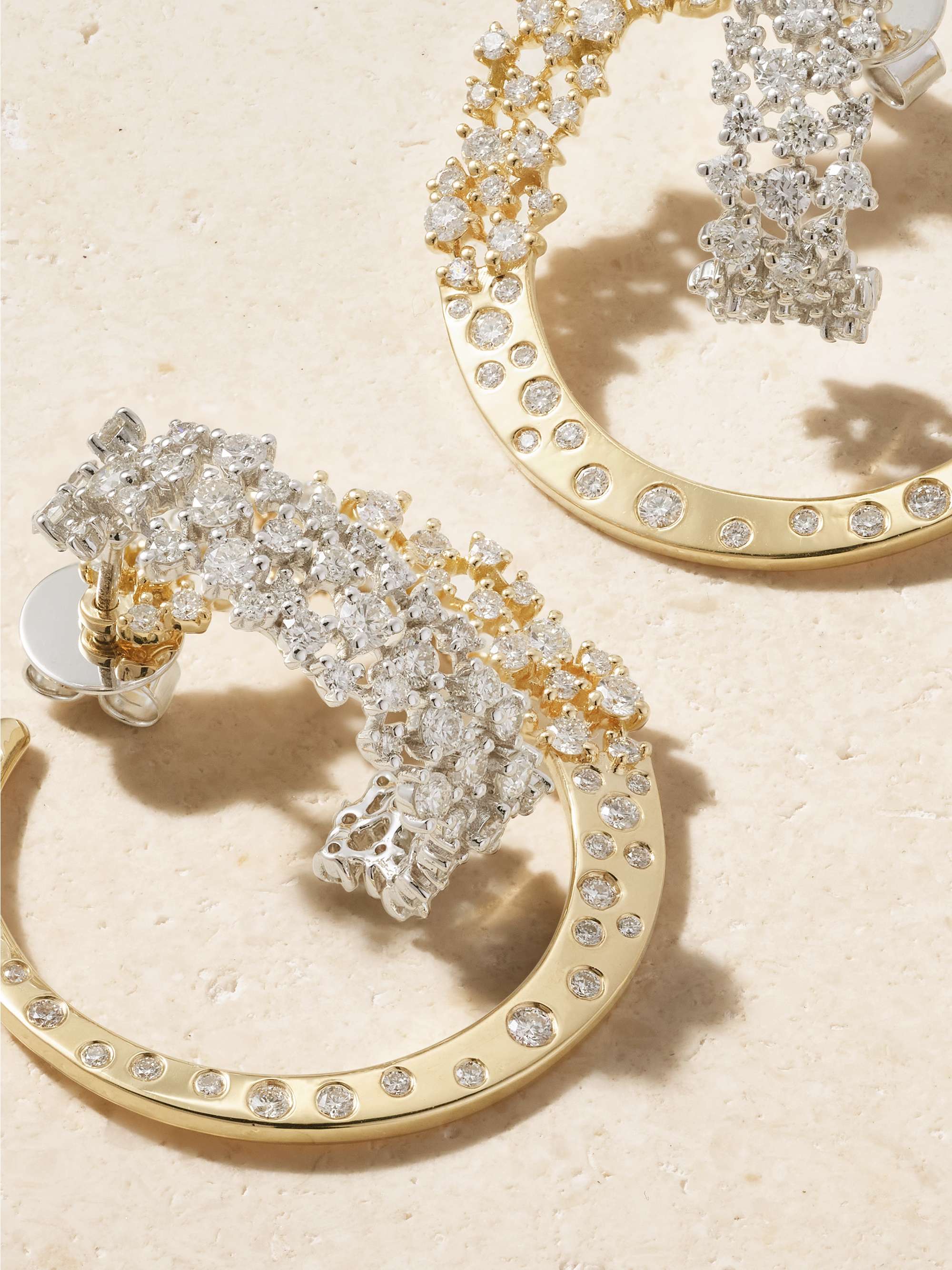 ANANYA Scatter 18-karat white- and yellow gold diamond hoop earrings