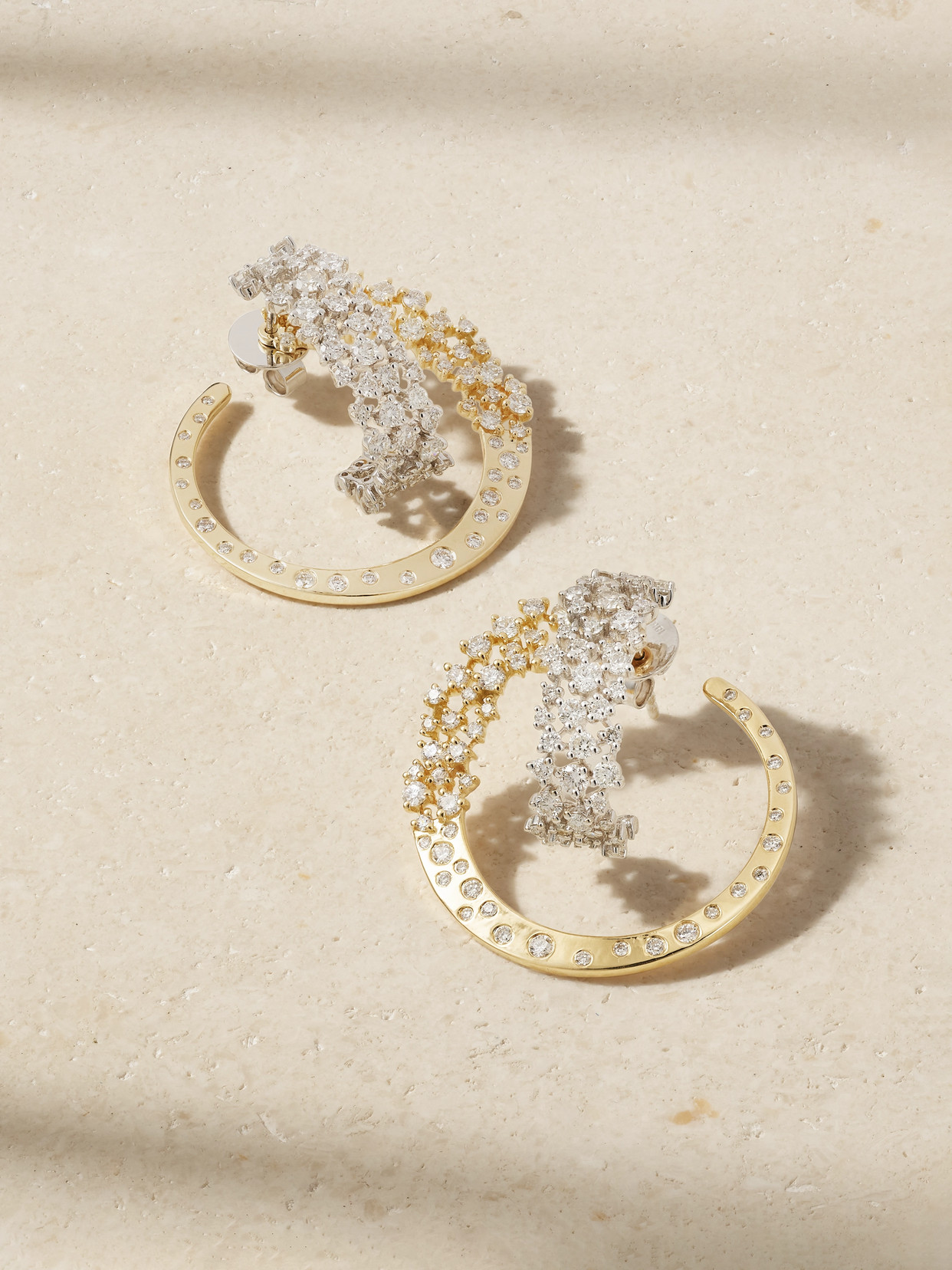 Ananya Scatter 18-karat White- And Yellow Gold Diamond Hoop Earrings