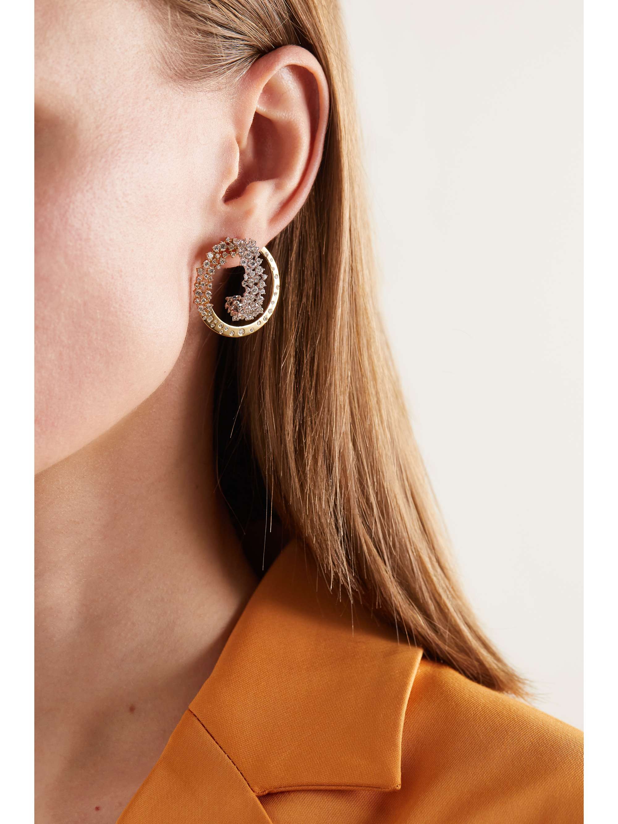 ANANYA Scatter 18-karat white- and yellow gold diamond hoop earrings