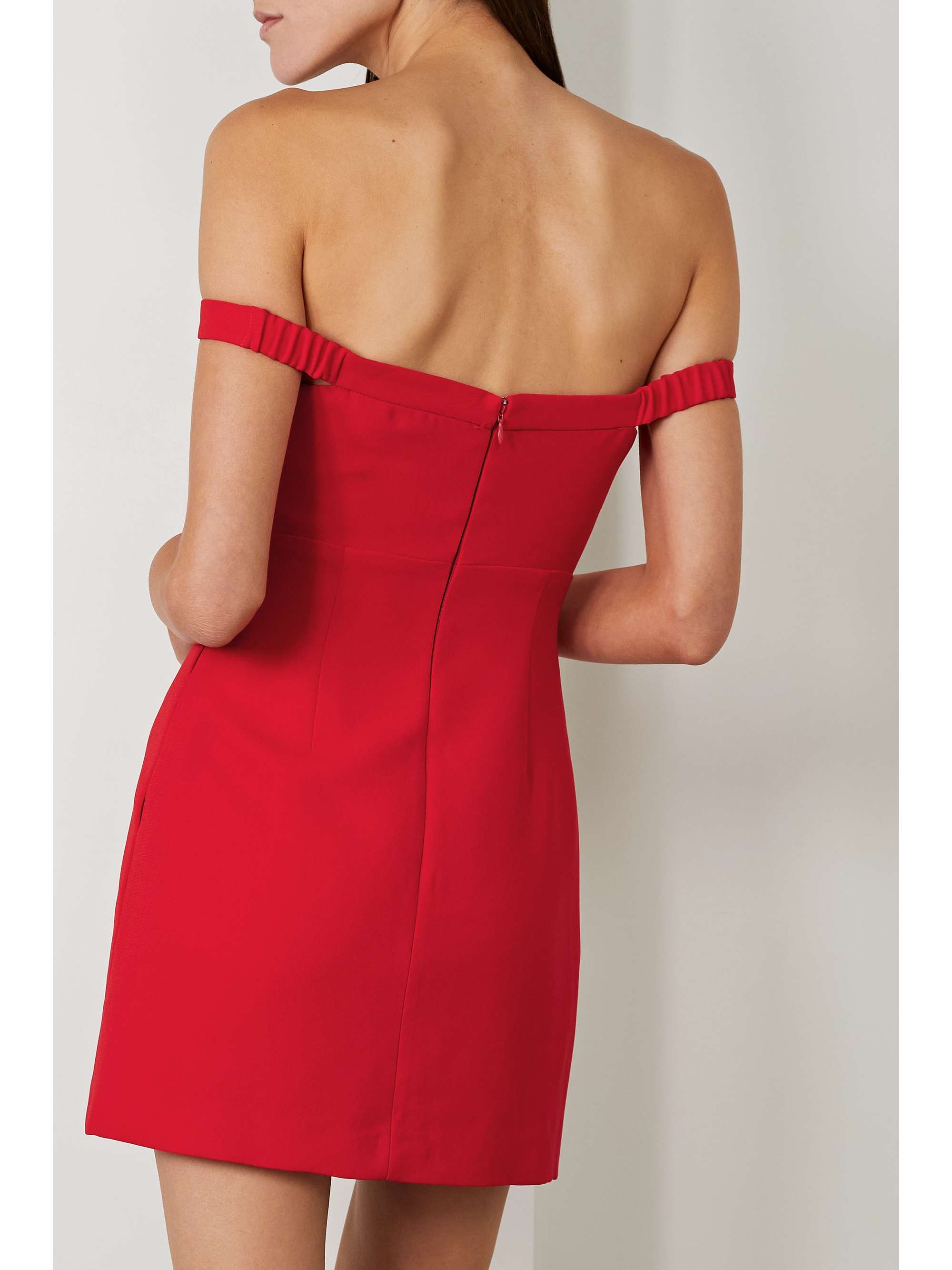 SELF-PORTRAIT Off-the-shoulder embellished crepe mini dress