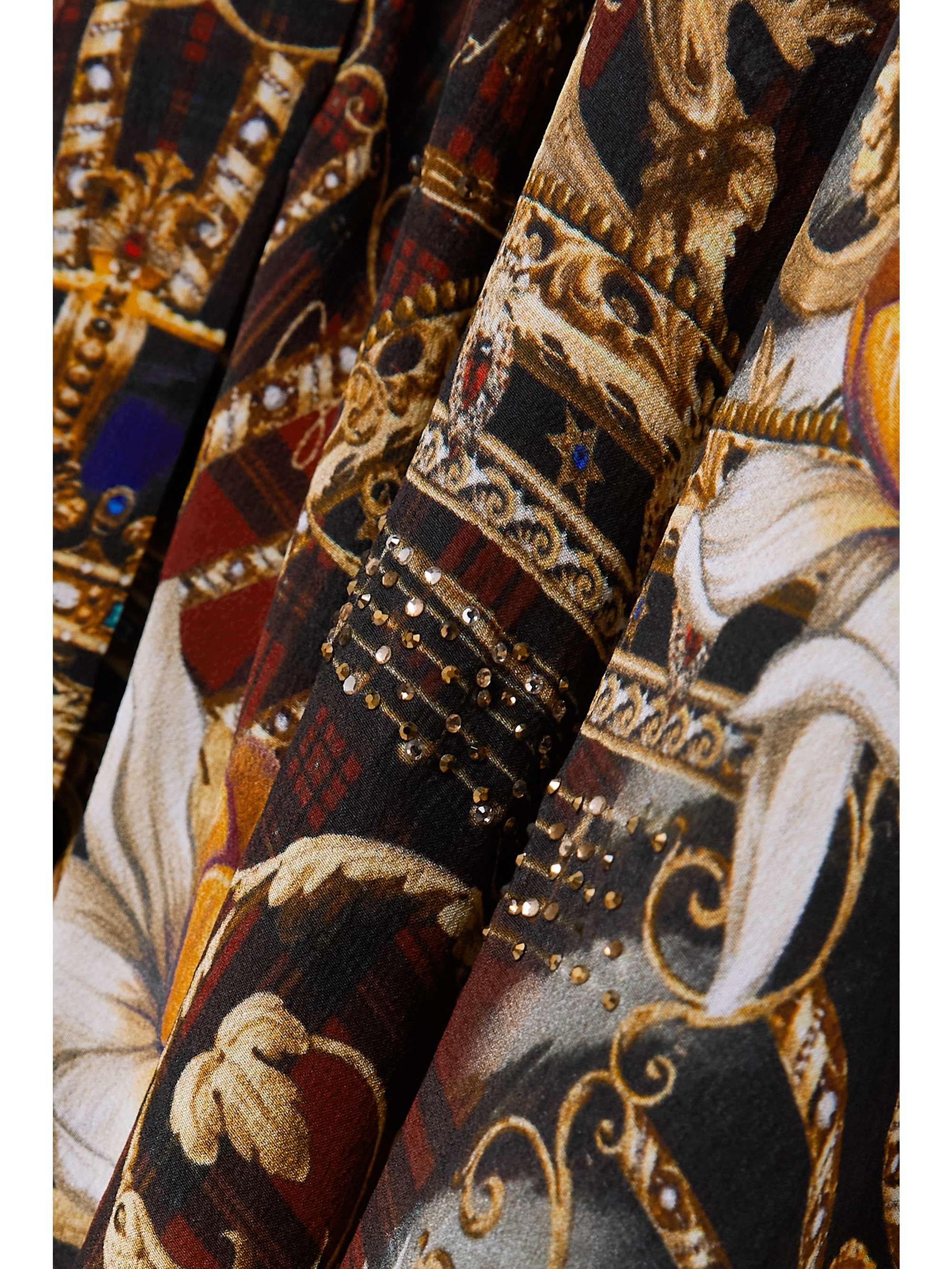 CAMILLA Belted embellished printed silk crepe de chine maxi dress