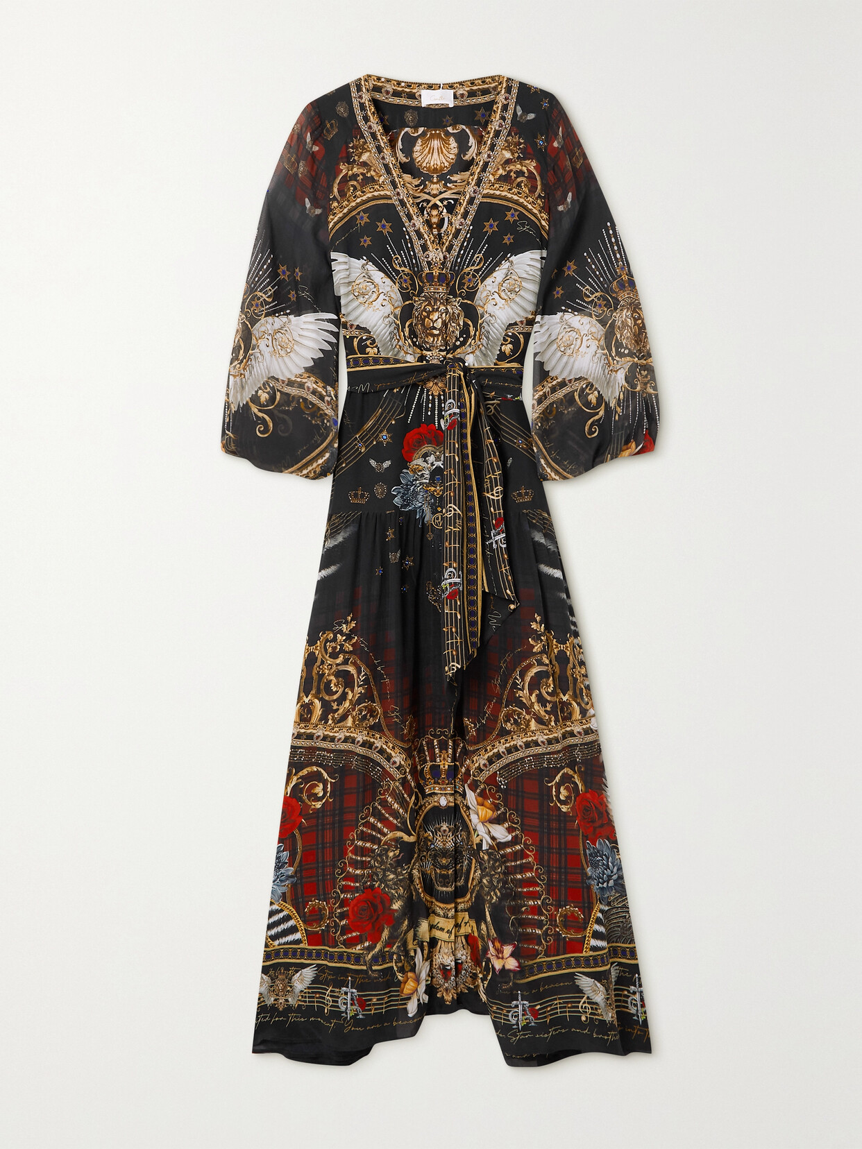 Camilla - Belted Embellished Printed Silk Crepe De Chine Maxi Dress - Black 22 Awaiting product image
