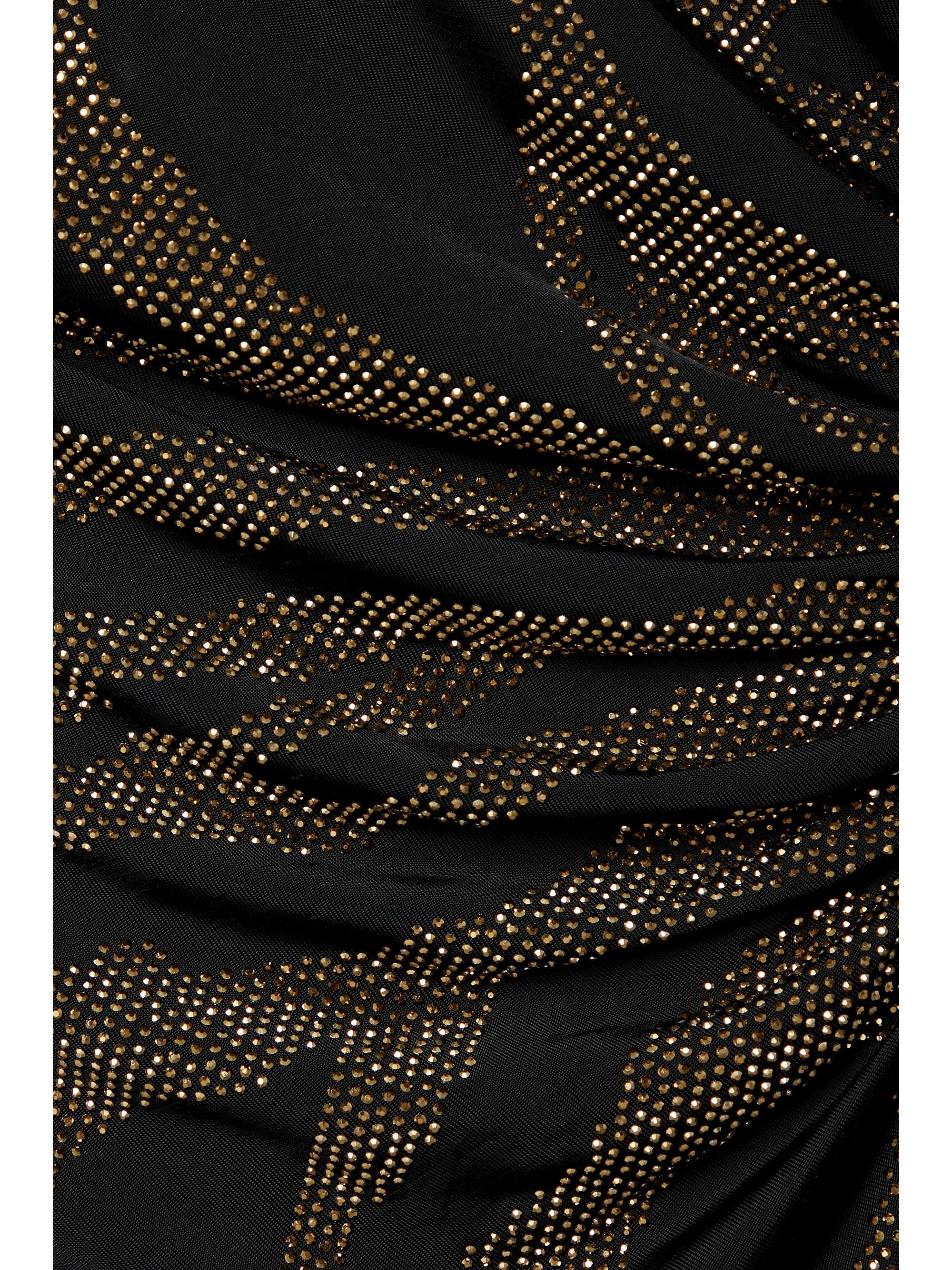 CAMILLA Ruched wrap-effect crystal-embellished stretch-jersey mini dress