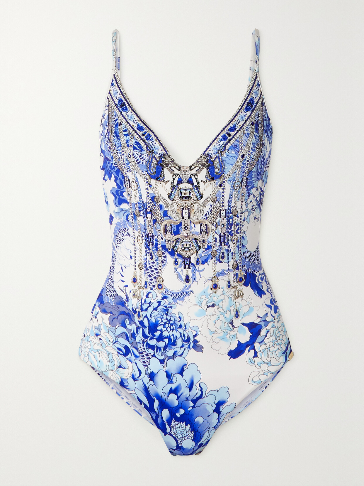 CAMILLA PRINTED STRETCH RECYCLED-SHELL SWIMSUIT