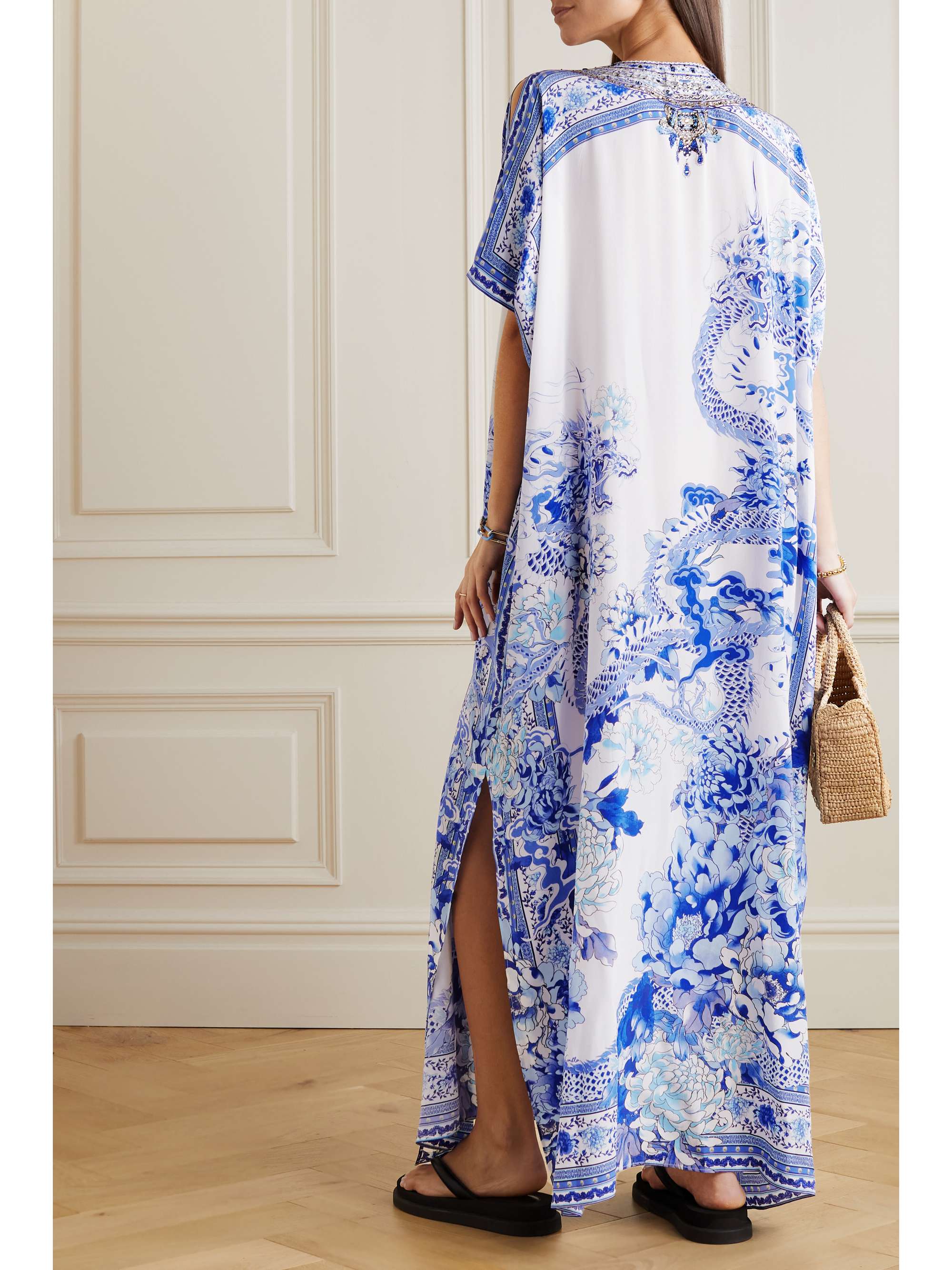 CAMILLA Embellished printed silk-organza kaftan