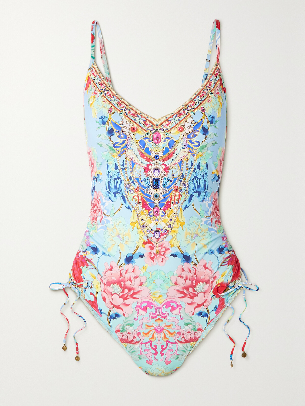 Camilla - Embellished Printed Swimsuit - Blue