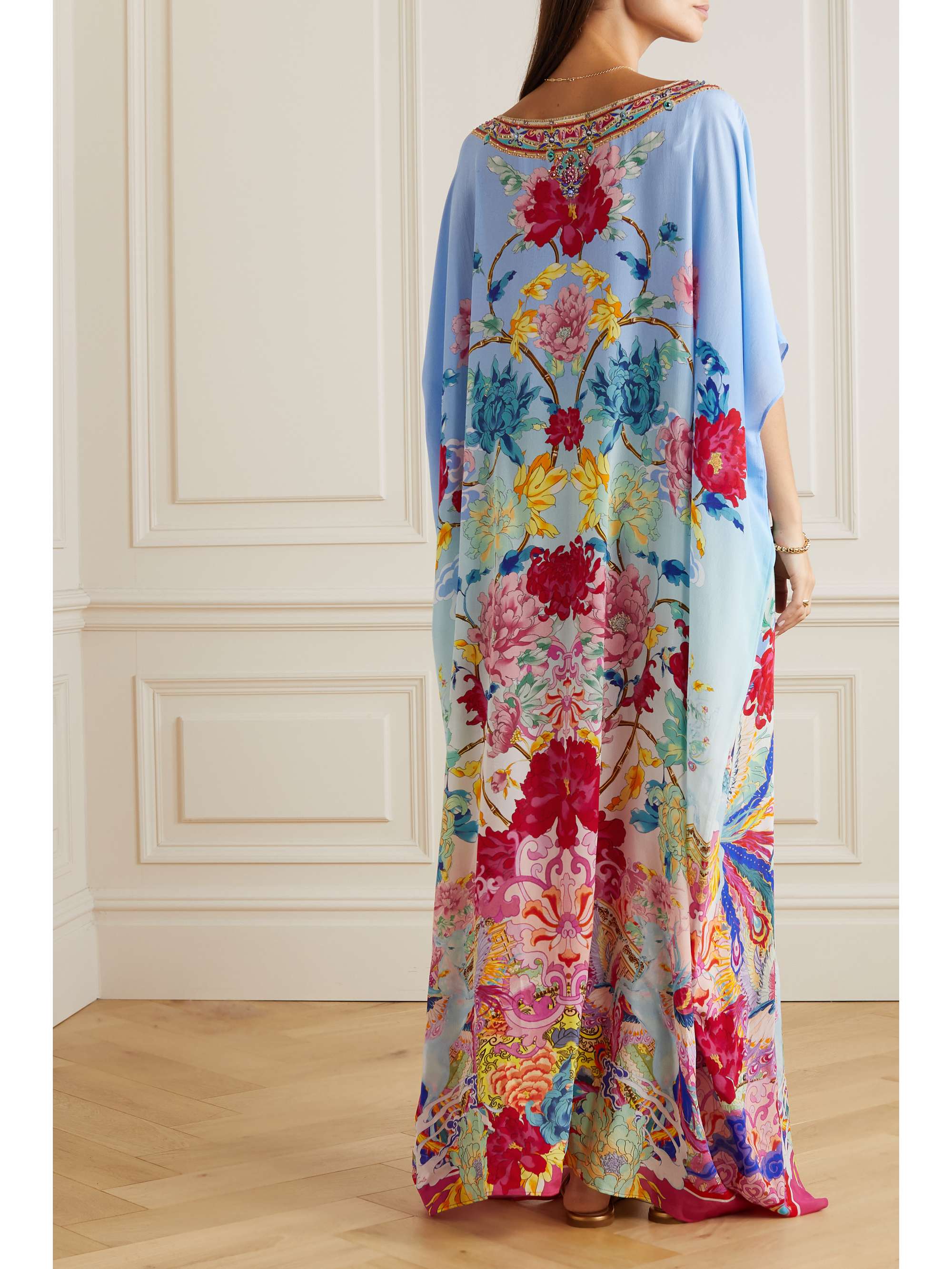 CAMILLA Embellished printed silk-organza kaftan