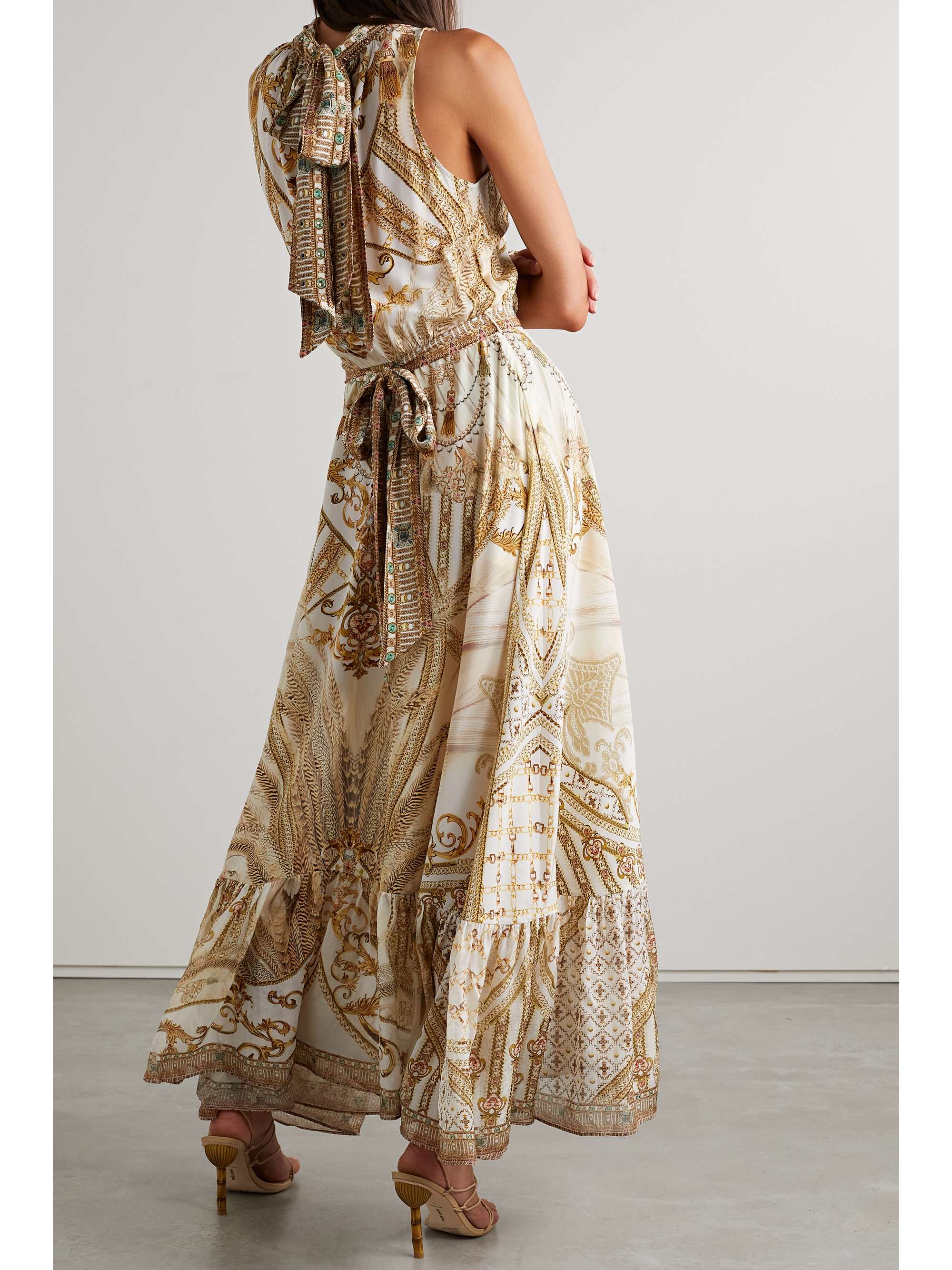 CAMILLA Crystal-embellished printed silk crepe de chine maxi dress