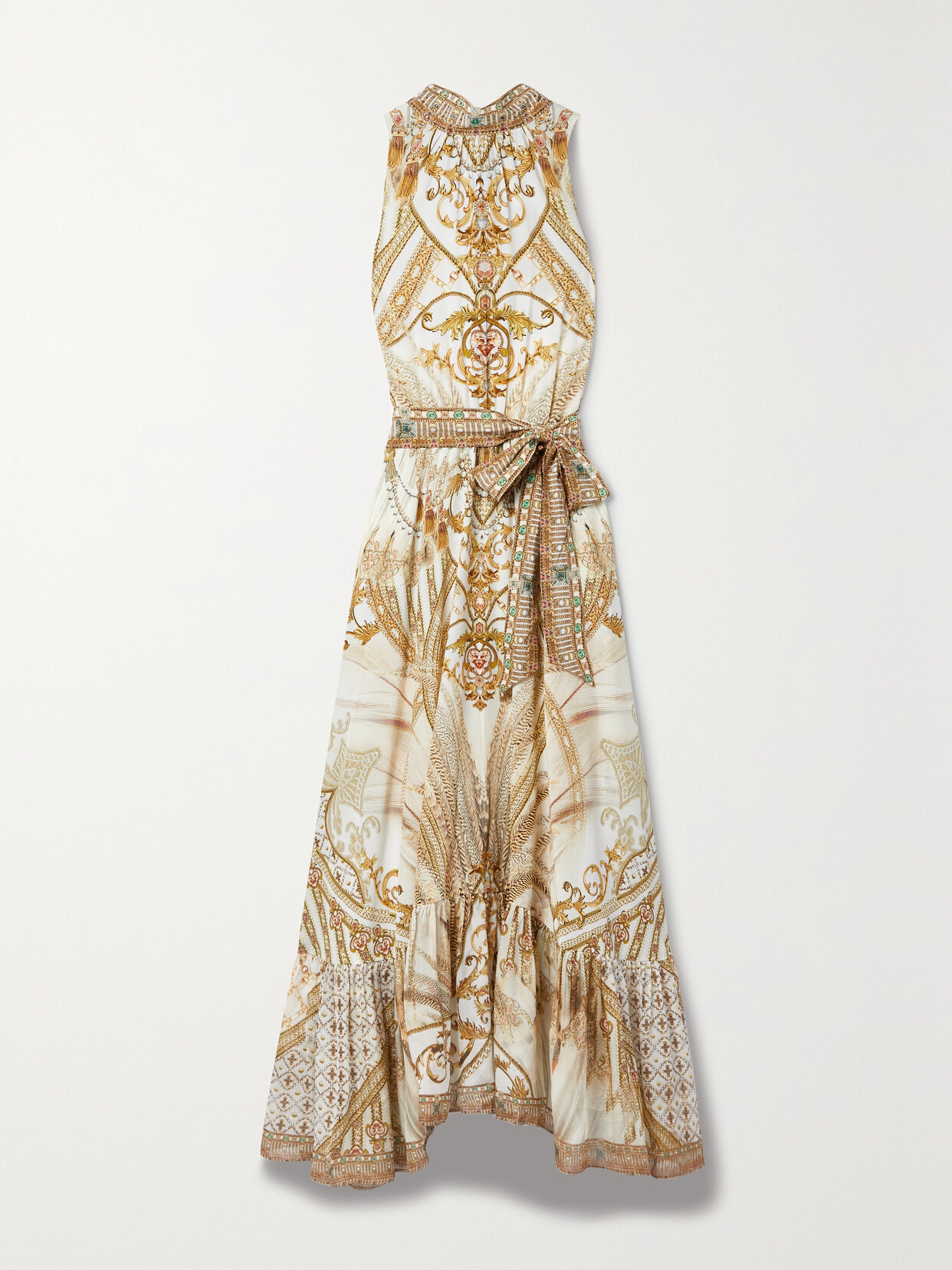 Camilla - Crystal-embellished Printed Silk Crepe De Chine Maxi Dress - Neutrals