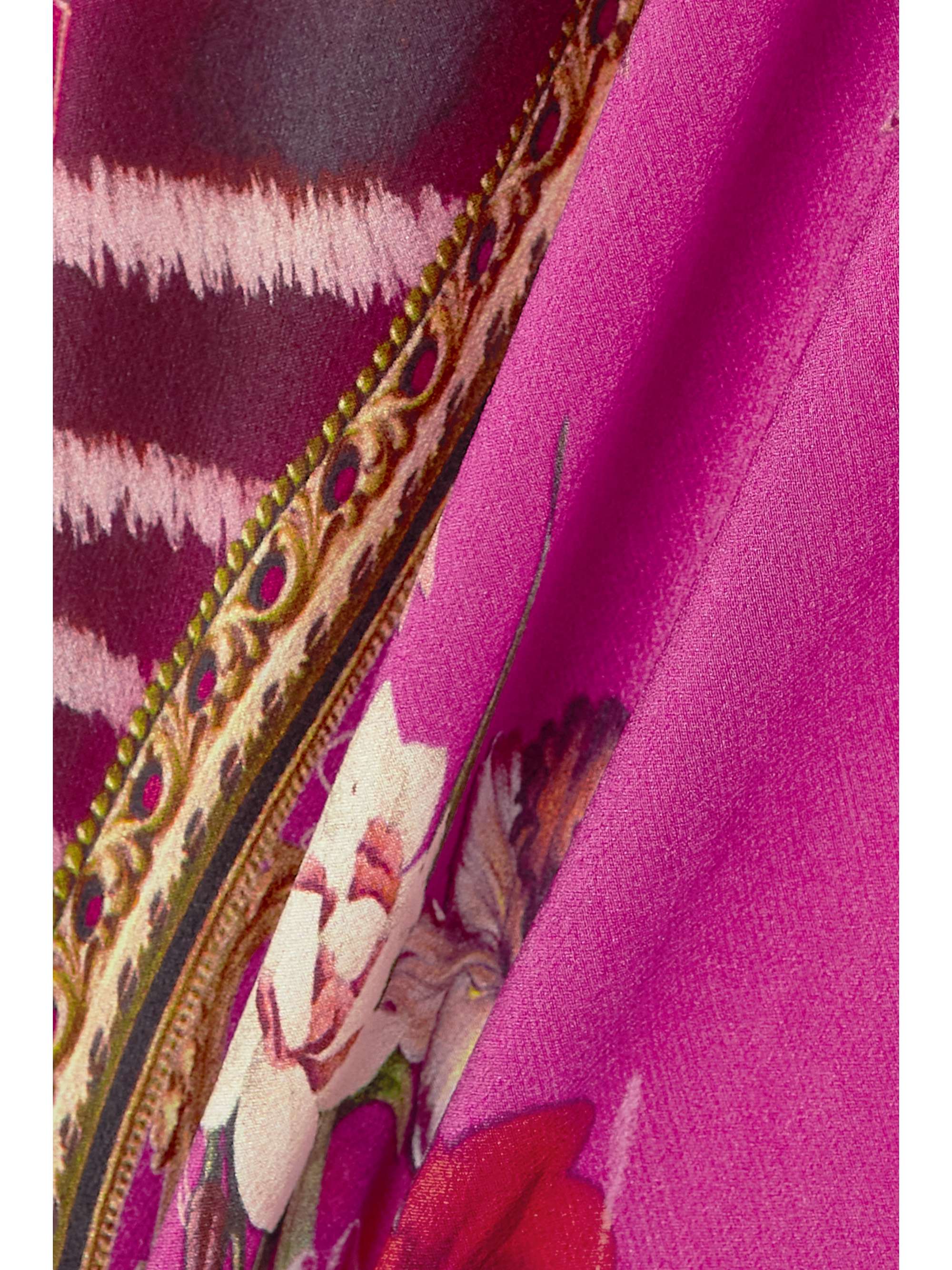 CAMILLA Crystal-embellished printed silk-satin maxi dress