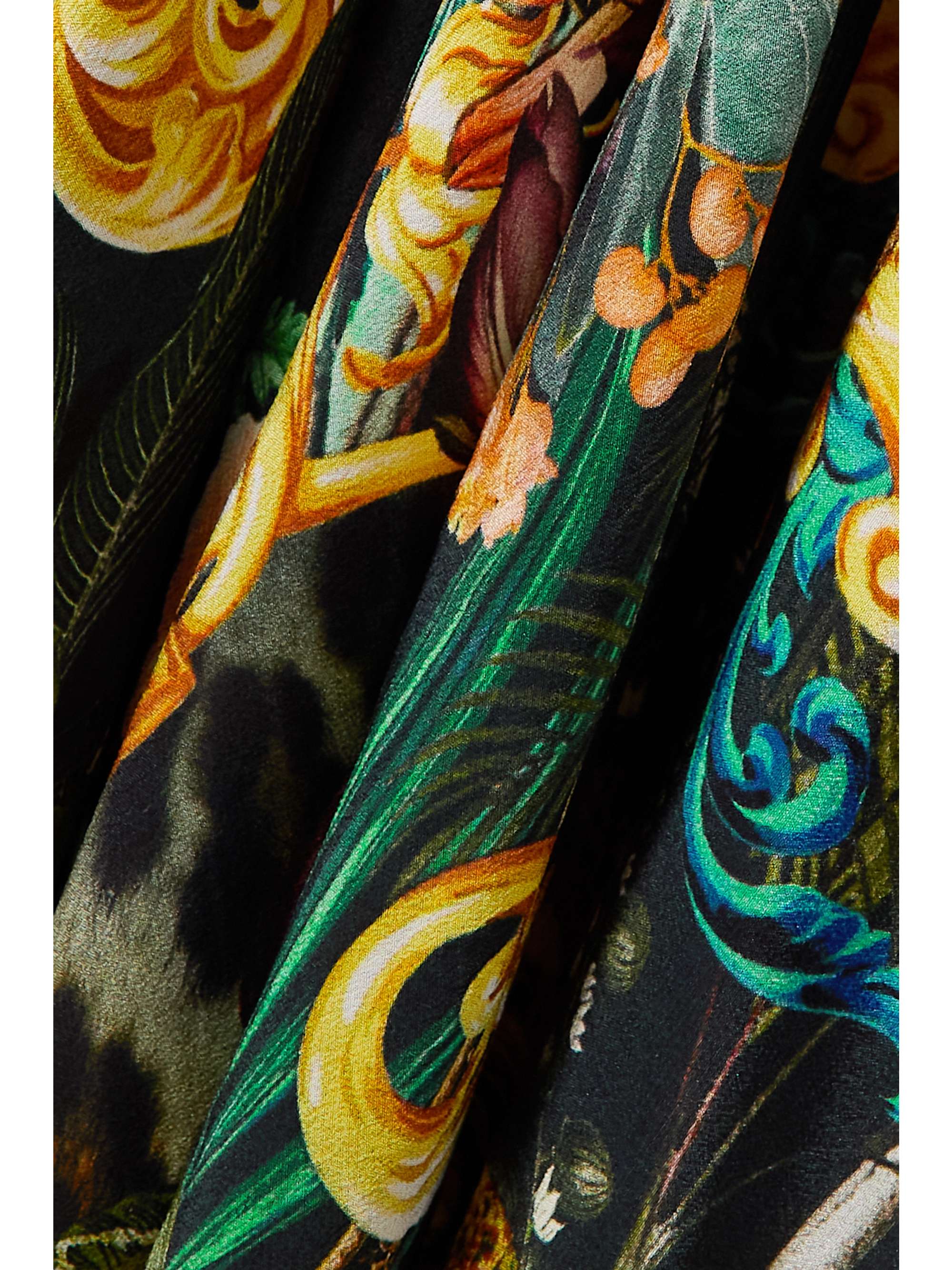 CAMILLA Tie-detailed embellished printed silk crepe de chine midi dress