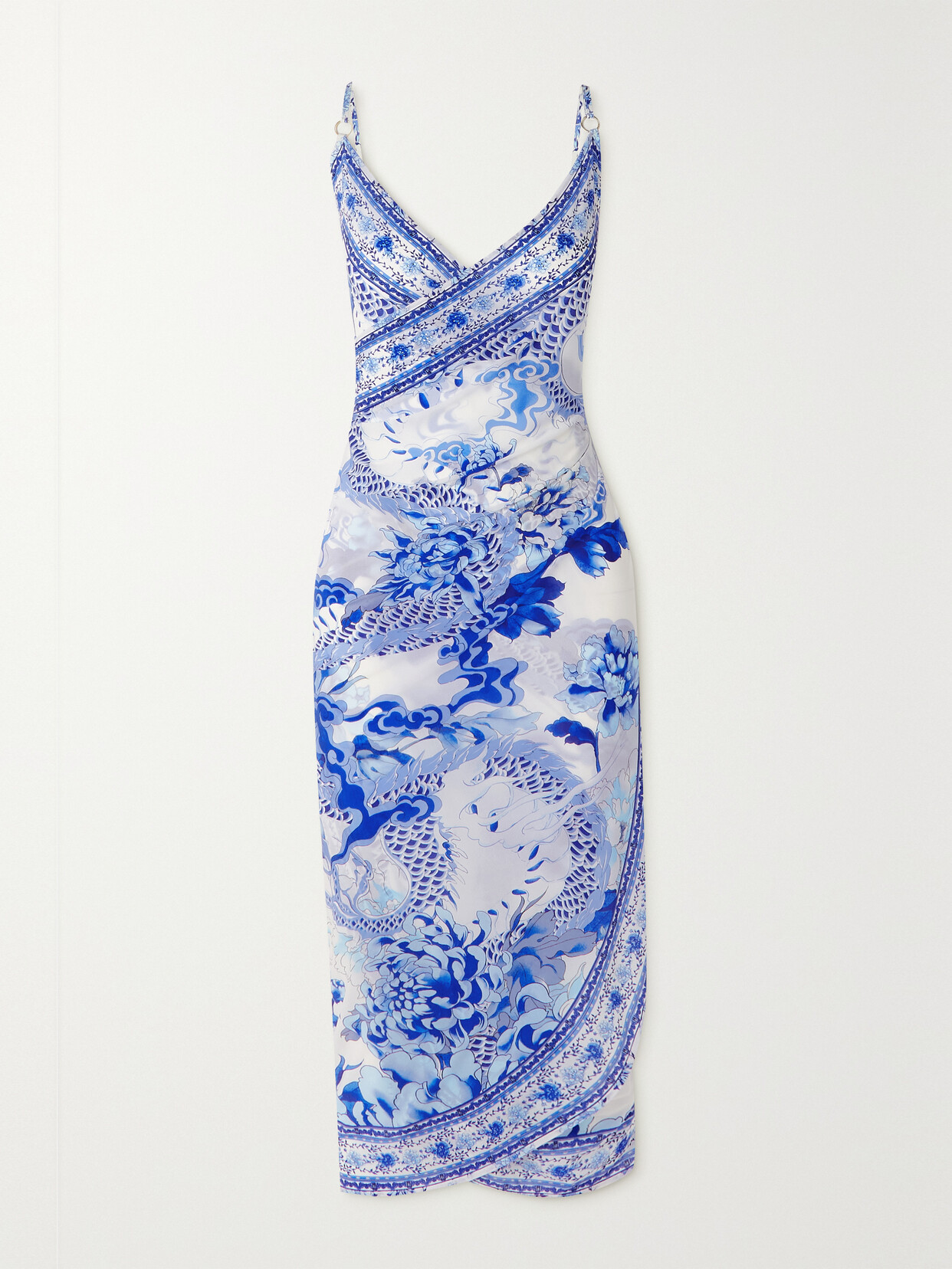 Camilla - Open-back Printed Crepe De Chine Midi Dress - Blue